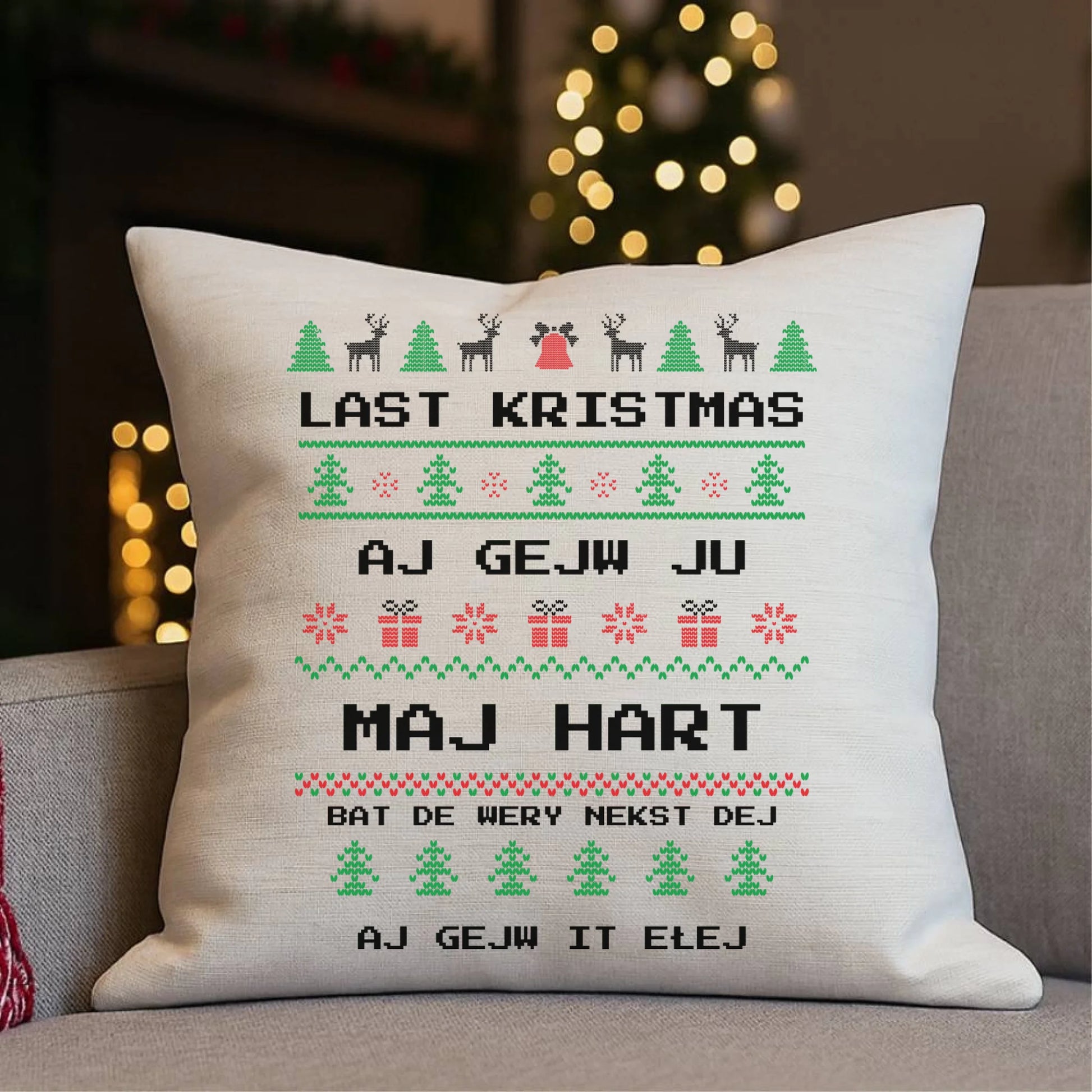 Poduszka świąteczna - Last kristmas aj gejw ju maj hart BN13 - StoryCups.pl