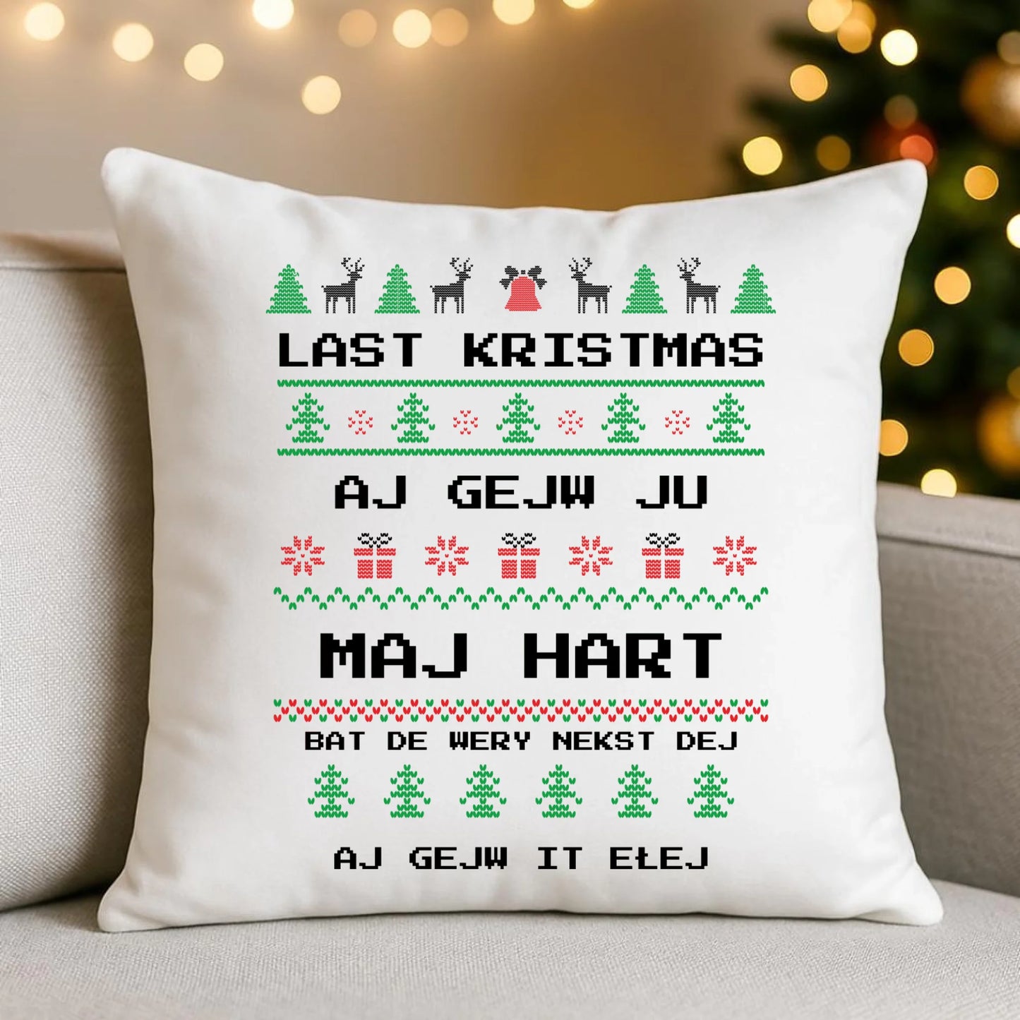 Poduszka świąteczna - Last kristmas aj gejw ju maj hart BN13 - StoryCups.pl