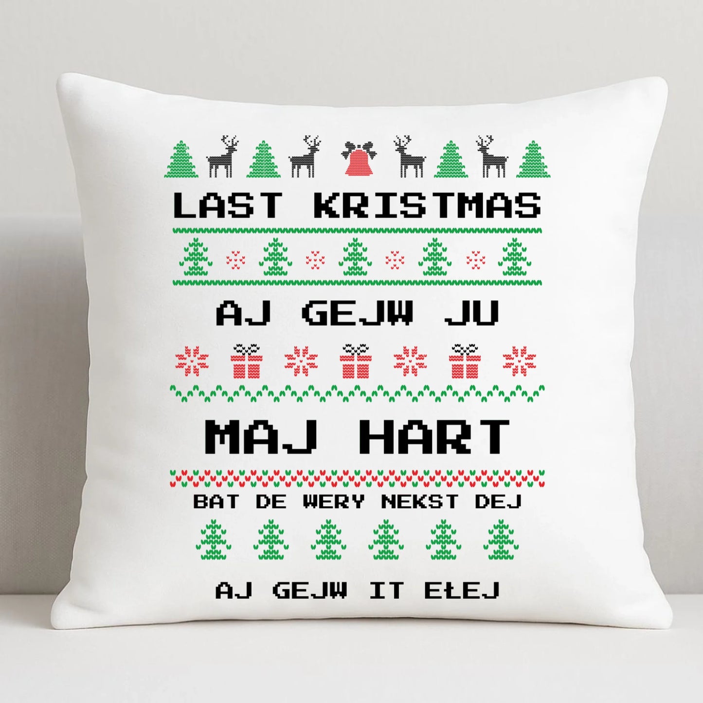 Poduszka świąteczna - Last kristmas aj gejw ju maj hart BN13 - StoryCups.pl