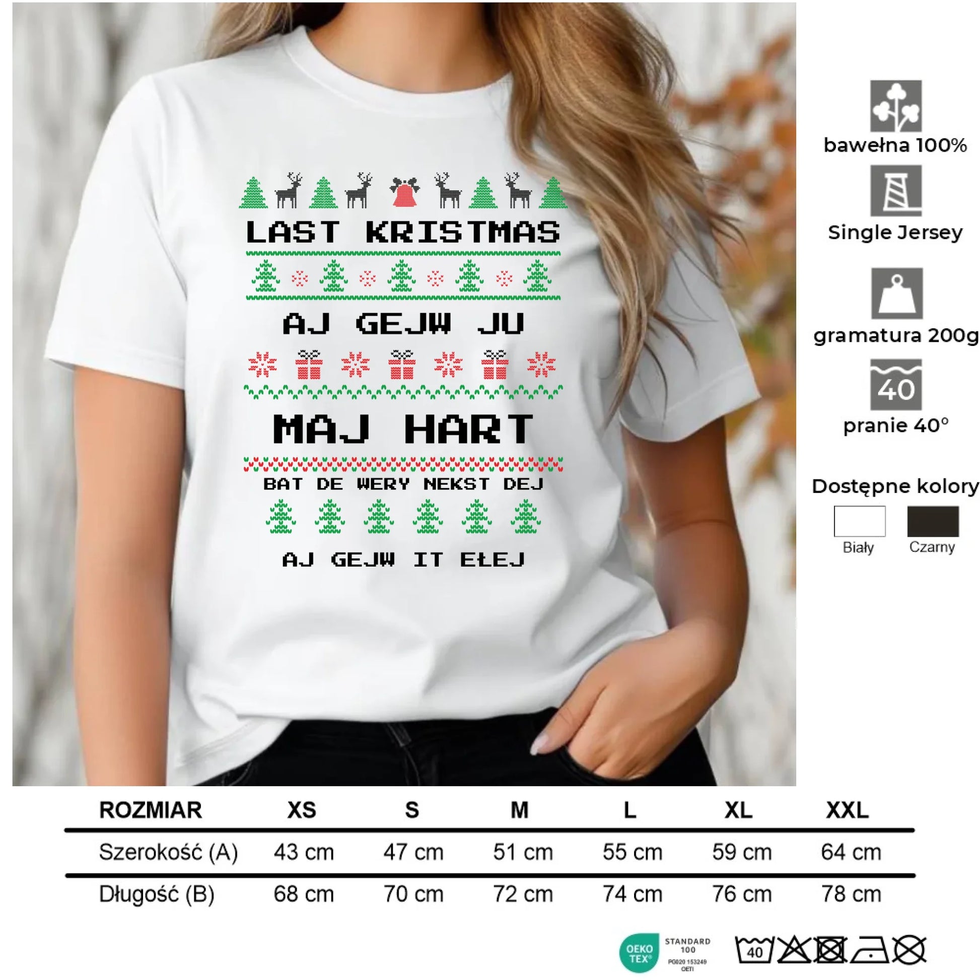 Koszulka damska świąteczna - Last kristmas aj gejw ju maj hart BN13 - StoryCups.pl