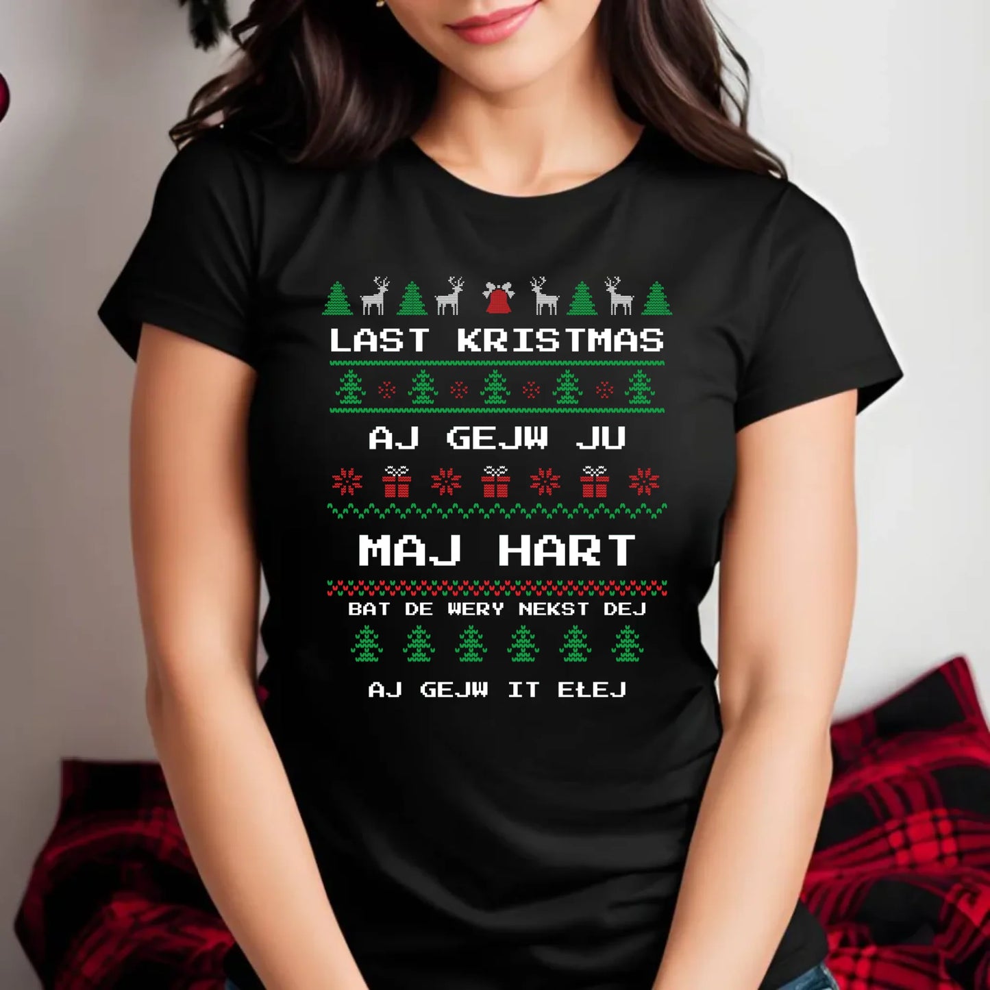 Koszulka damska świąteczna - Last kristmas aj gejw ju maj hart BN13 - StoryCups.pl