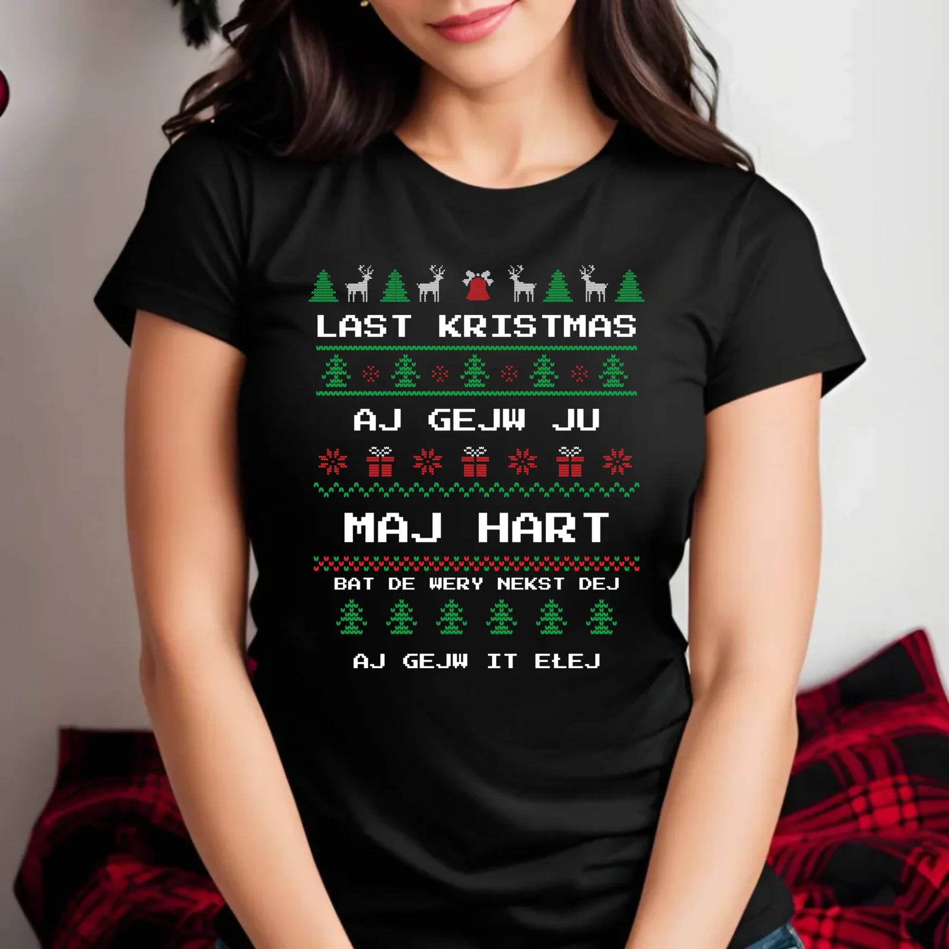 Koszulka damska świąteczna - Last kristmas aj gejw ju maj hart BN13 - StoryCups.pl