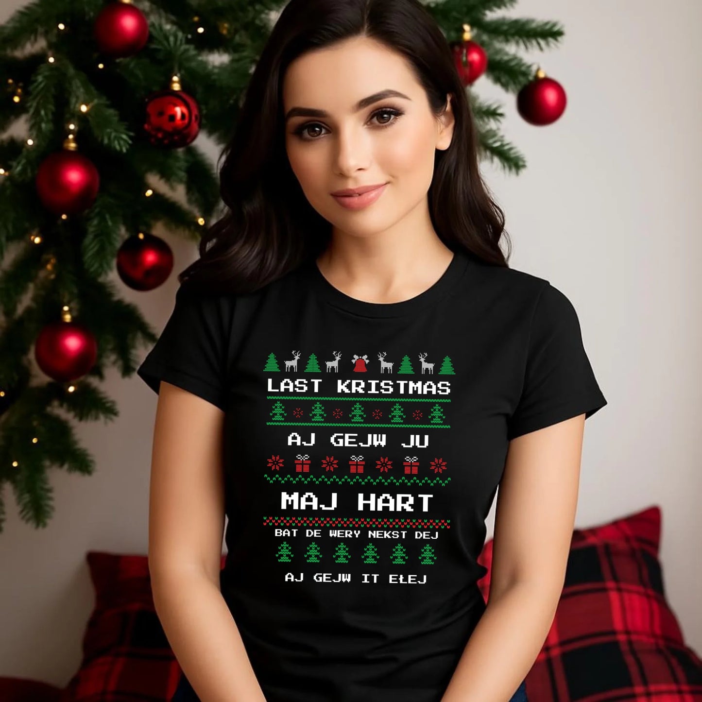 Koszulka damska świąteczna - Last kristmas aj gejw ju maj hart BN13 - StoryCups.pl
