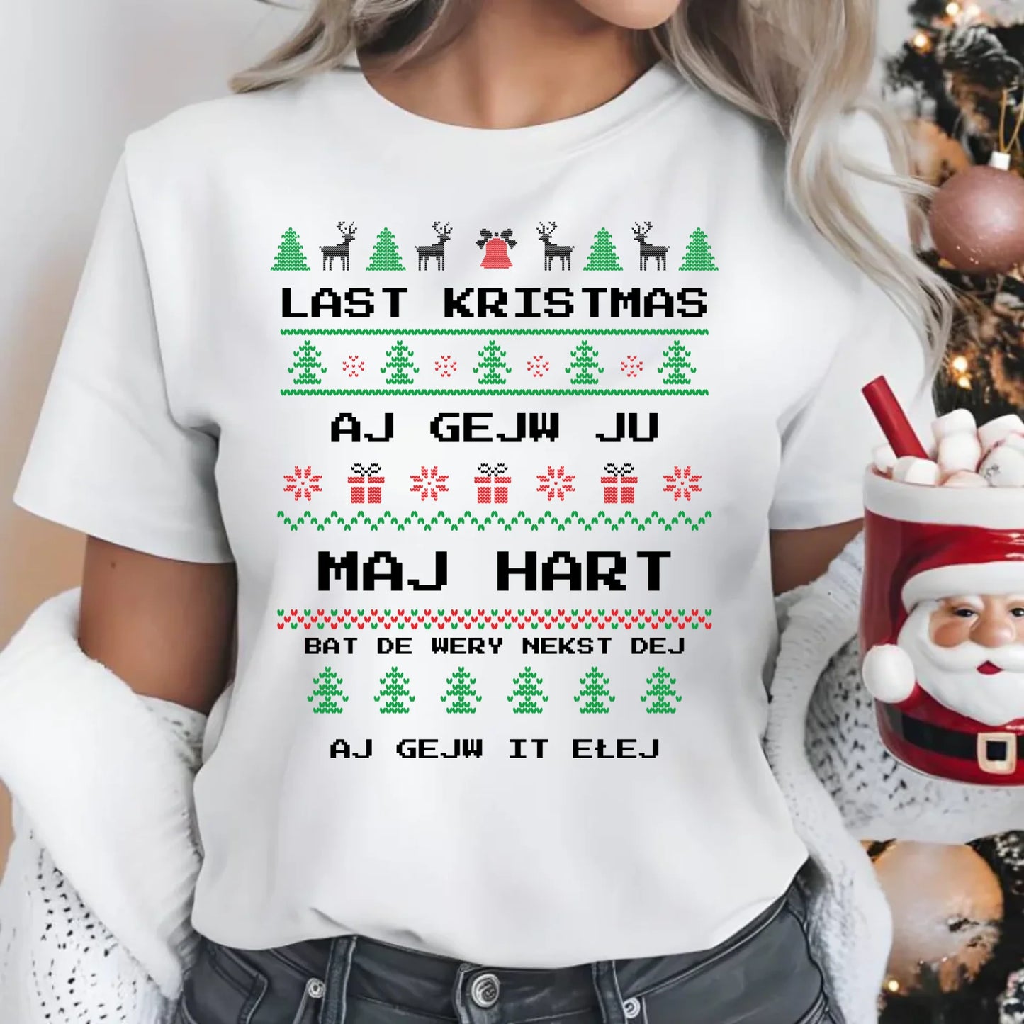 Koszulka damska świąteczna - Last kristmas aj gejw ju maj hart BN13 - StoryCups.pl
