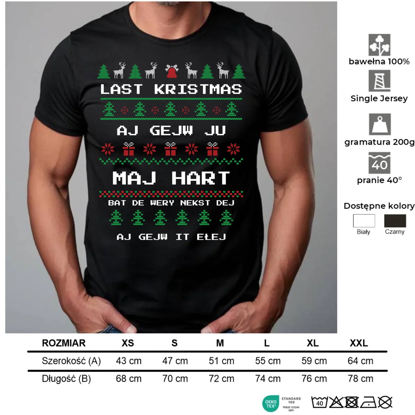 Koszulka męska świąteczna - Last kristmas aj gejw ju maj hart BN13 - StoryCups.pl