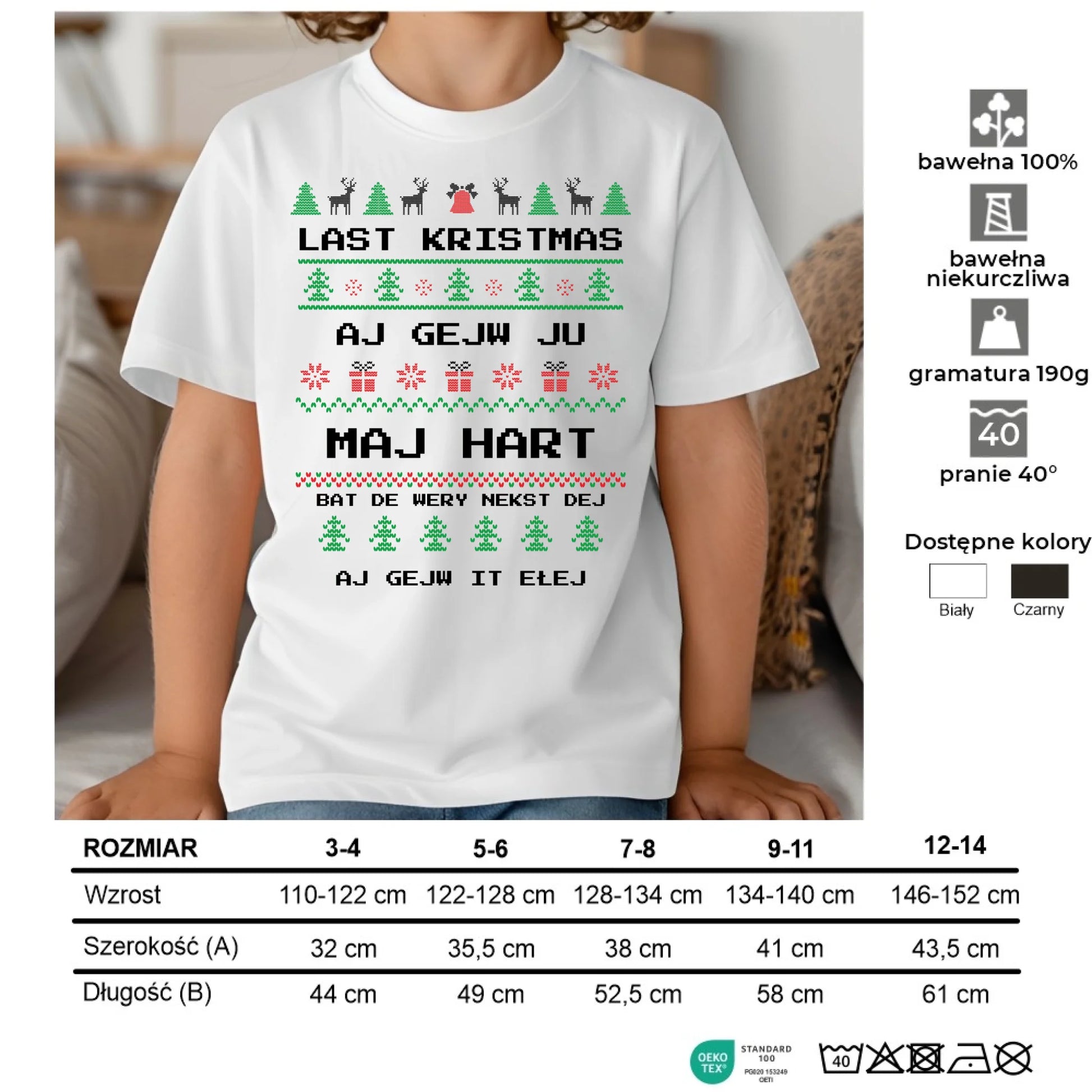 Koszulka dziecięca świąteczna - Last kristmas aj gejw ju maj hart BN13 - StoryCups.pl