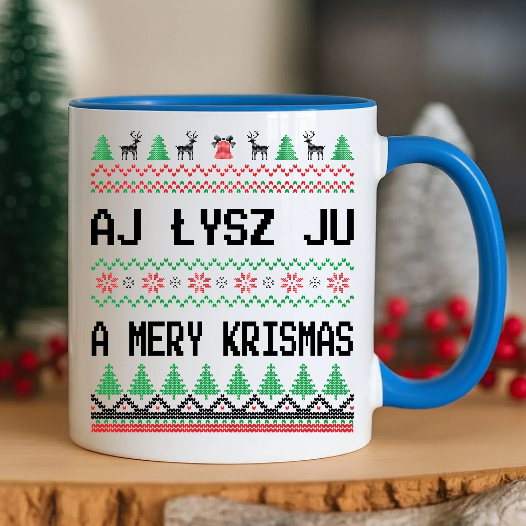 Kubek świąteczny - Aj łysz ju a mery krismas BN12 - StoryCups.pl