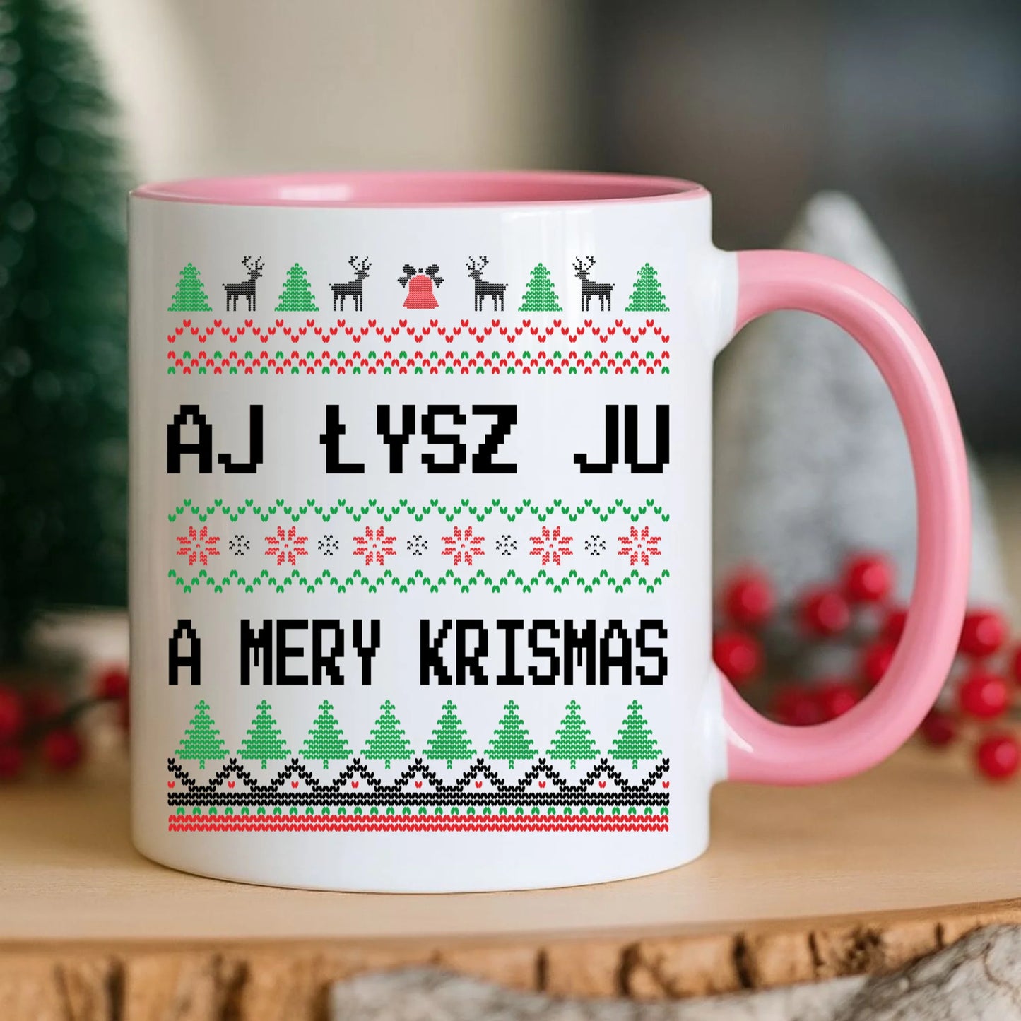 Kubek świąteczny - Aj łysz ju a mery krismas BN12 - StoryCups.pl