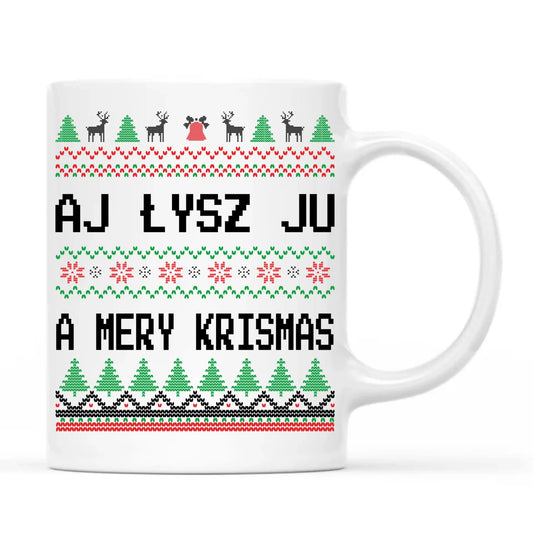 Kubek świąteczny - Aj łysz ju a mery krismas BN12 - StoryCups.pl