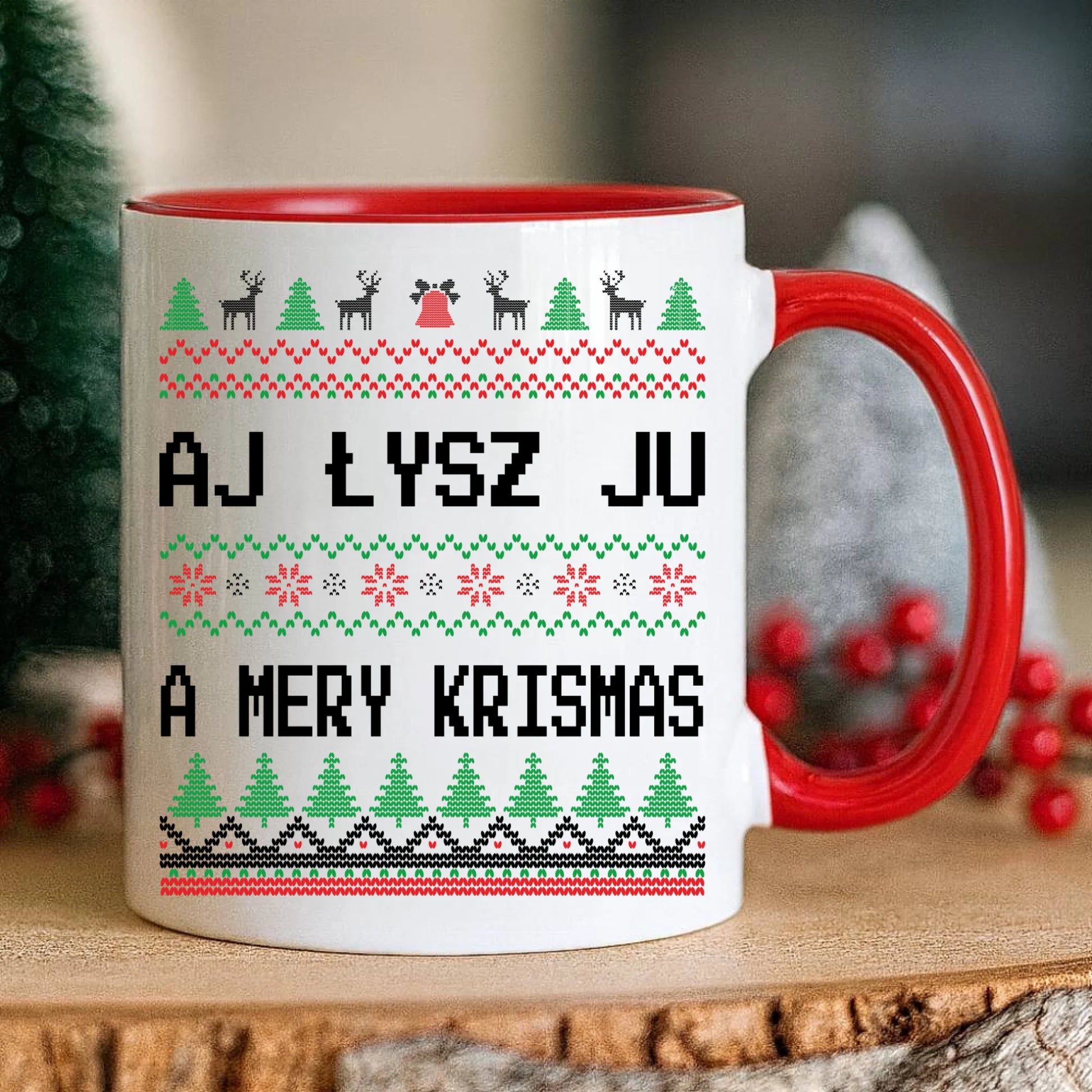 Kubek świąteczny - Aj łysz ju a mery krismas BN12 - StoryCups.pl