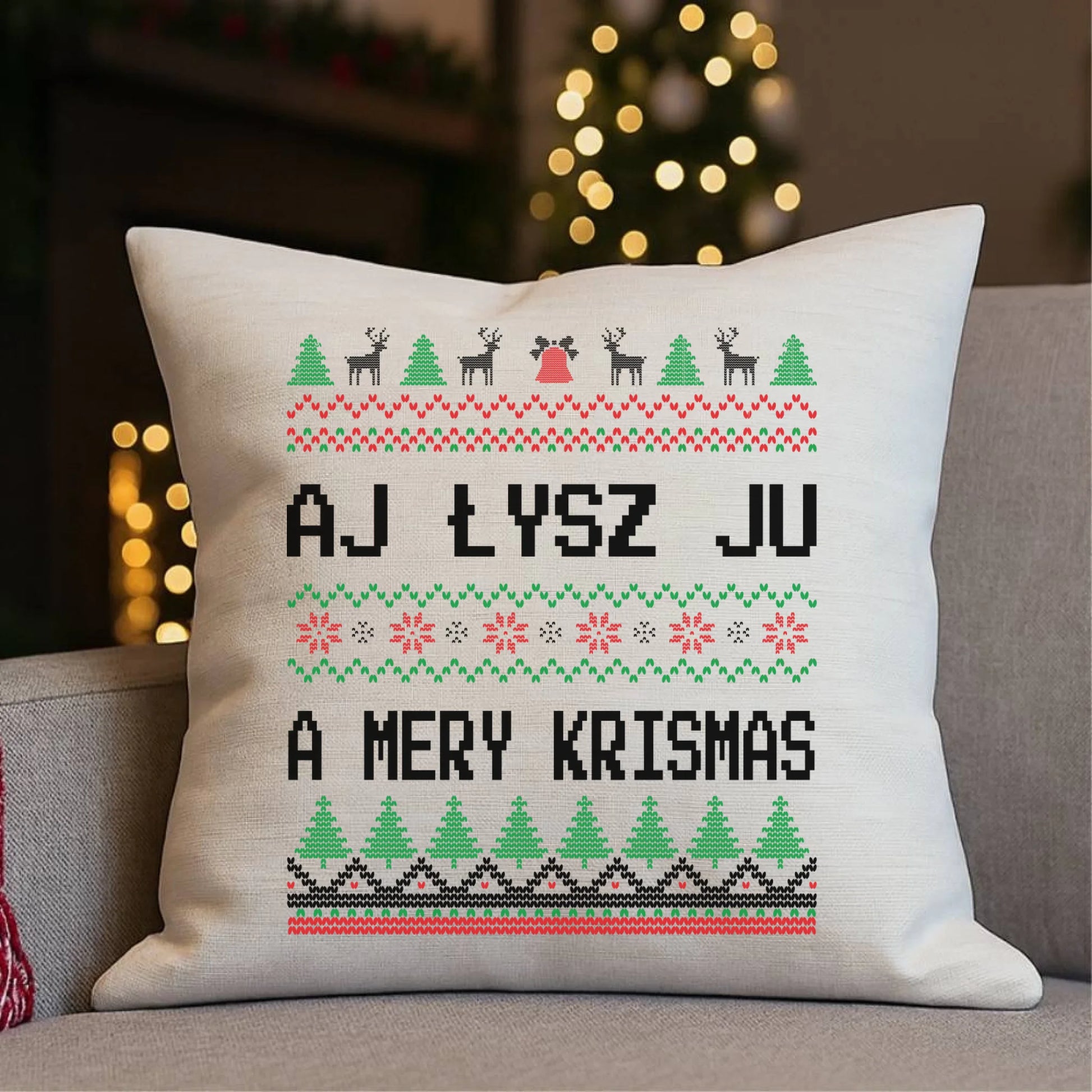 Poduszka świąteczna - Aj łysz ju a mery krismas BN12 - StoryCups.pl
