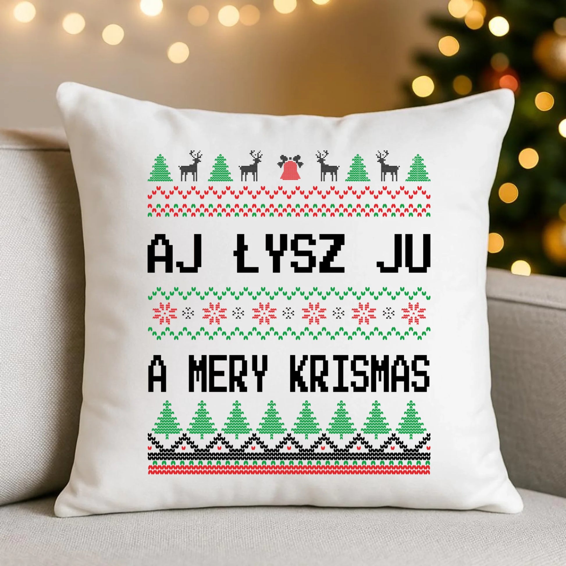 Poduszka świąteczna - Aj łysz ju a mery krismas BN12 - StoryCups.pl