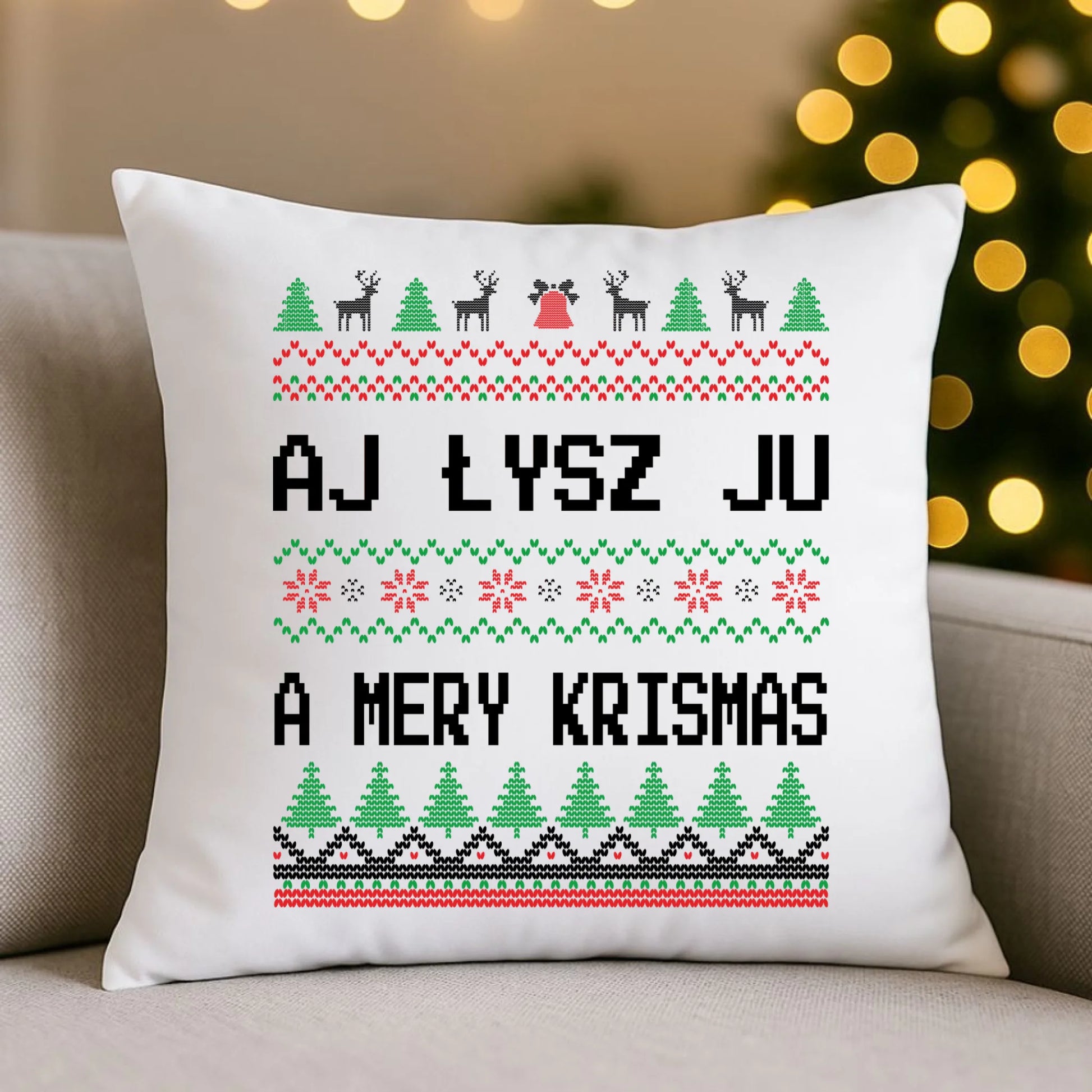 Poduszka świąteczna - Aj łysz ju a mery krismas BN12 - StoryCups.pl