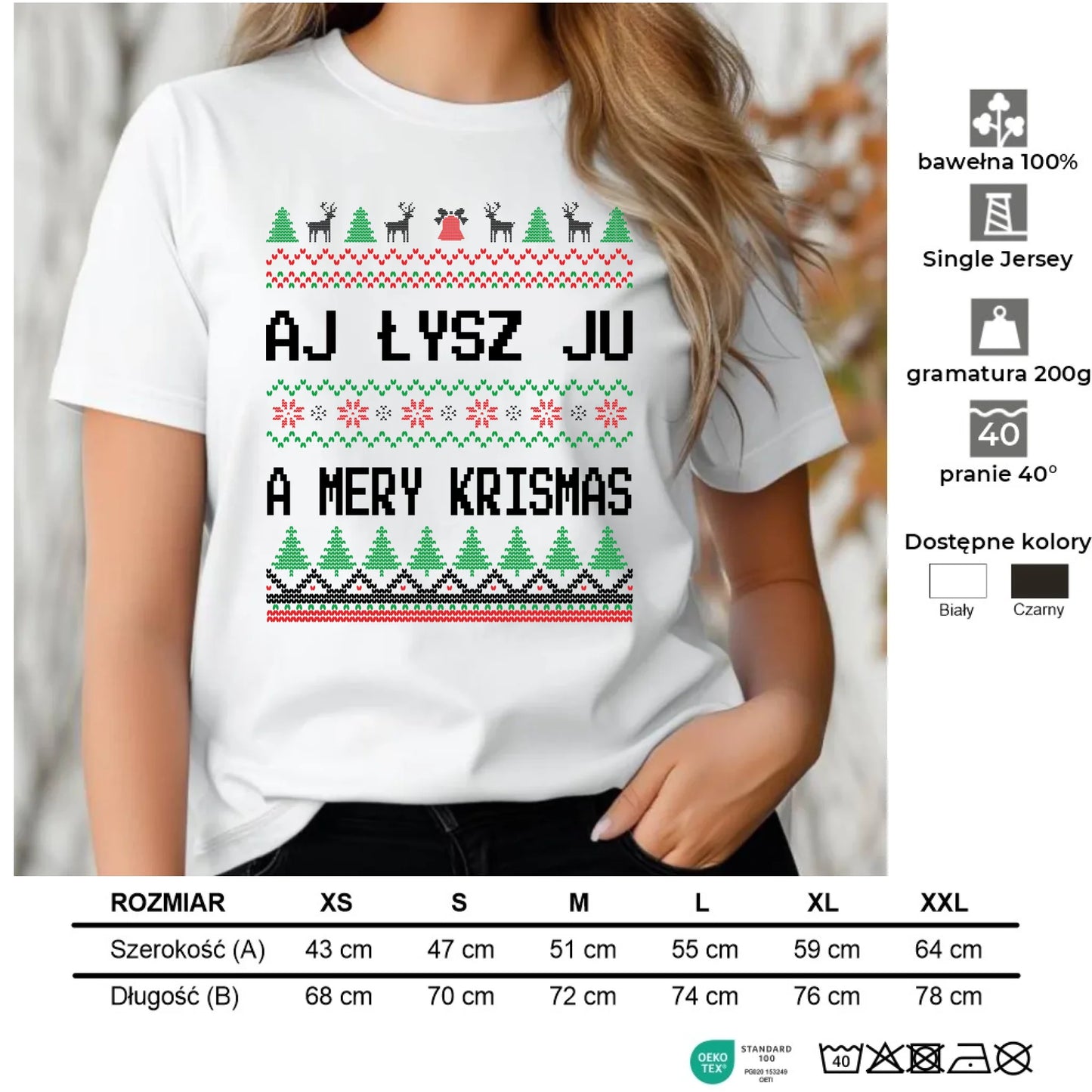 Koszulka damska świąteczna - Aj łysz ju a mery krismas BN12 - StoryCups.pl