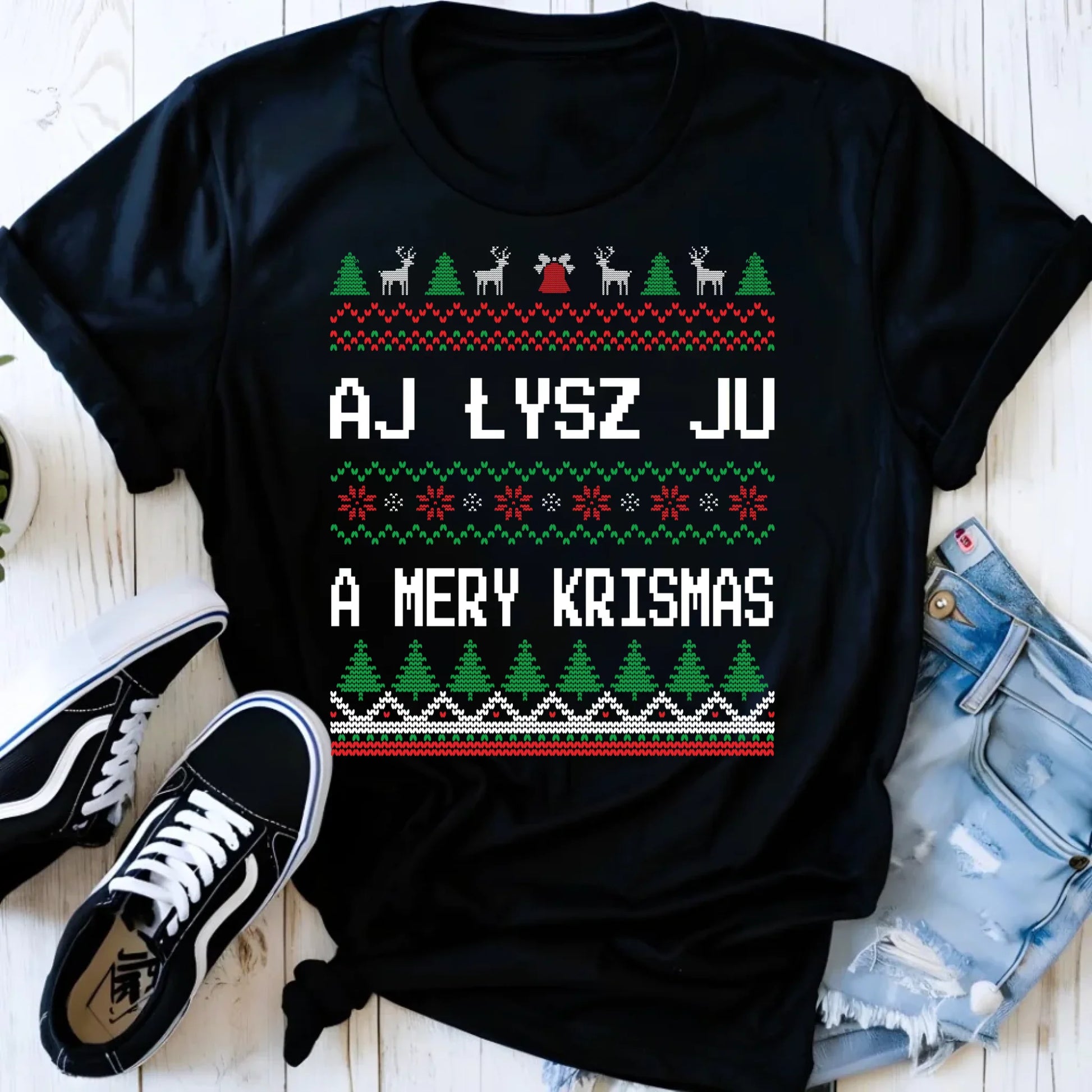 Koszulka damska świąteczna - Aj łysz ju a mery krismas BN12 - StoryCups.pl