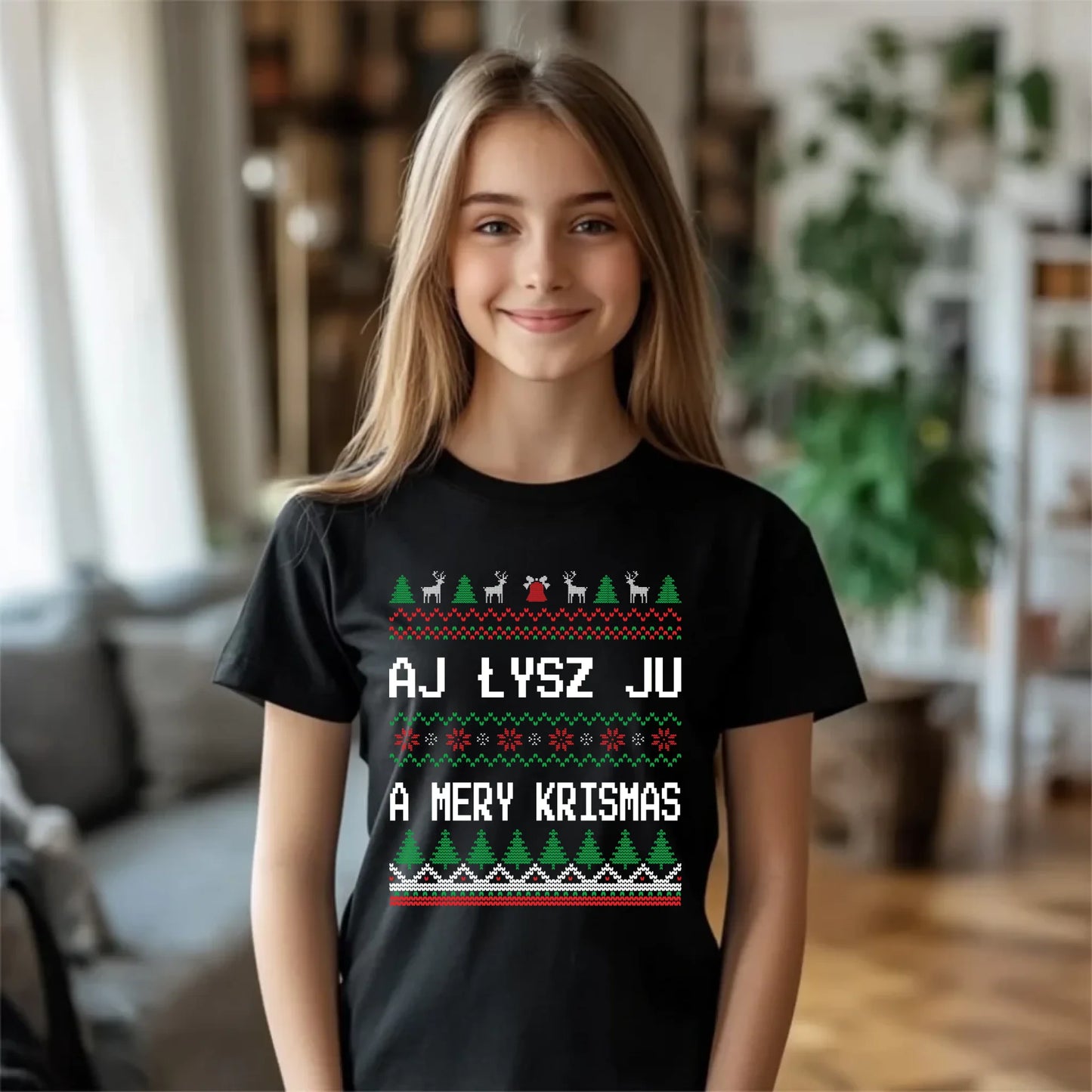Koszulka dziecięca świąteczna - Aj łysz ju a mery krismas BN12 - StoryCups.pl