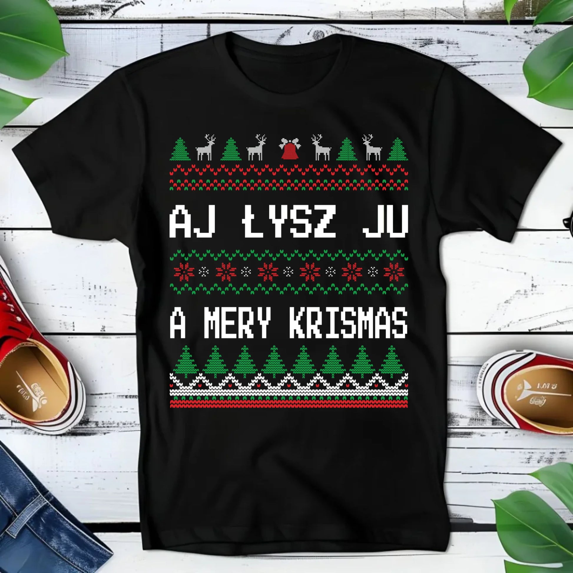 Koszulka dziecięca świąteczna - Aj łysz ju a mery krismas BN12 - StoryCups.pl