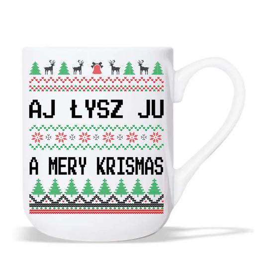 Kubek elegant świąteczny - Aj łysz ju a mery krismas BN12 - StoryCups.pl