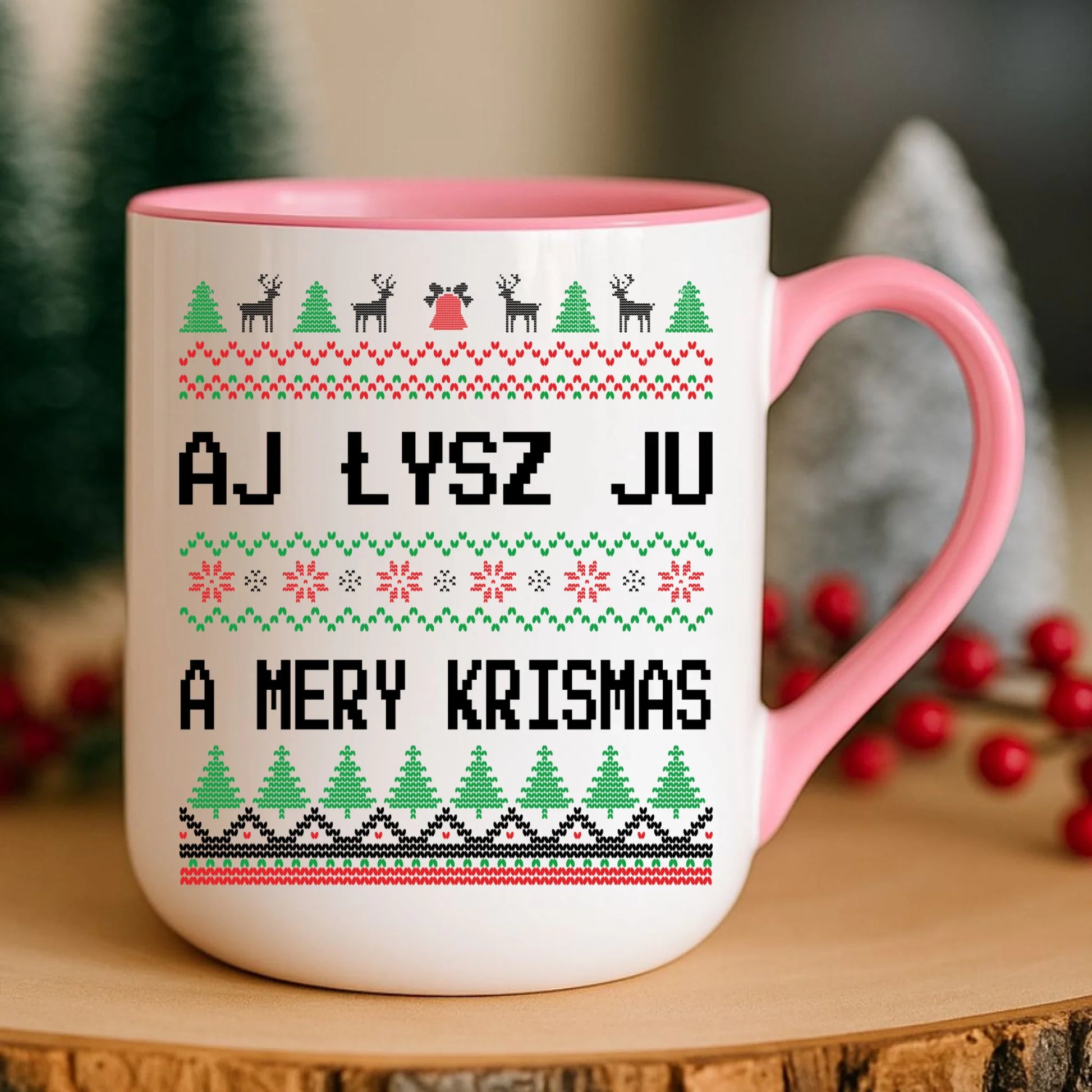 Kubek elegant świąteczny - Aj łysz ju a mery krismas BN12 - StoryCups.pl
