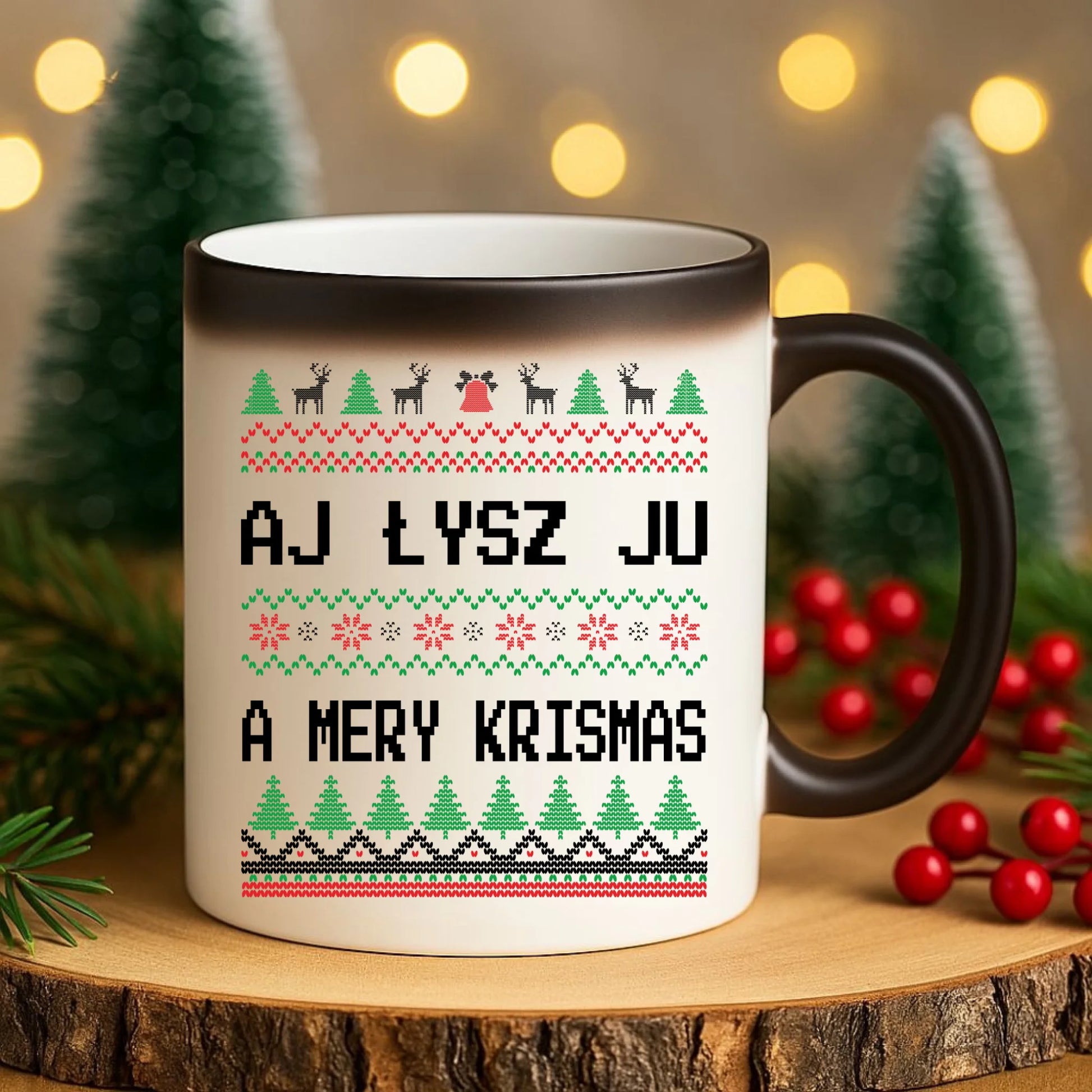 Kubek magiczny świąteczny - Aj łysz ju a mery krismas BN12 - StoryCups.pl