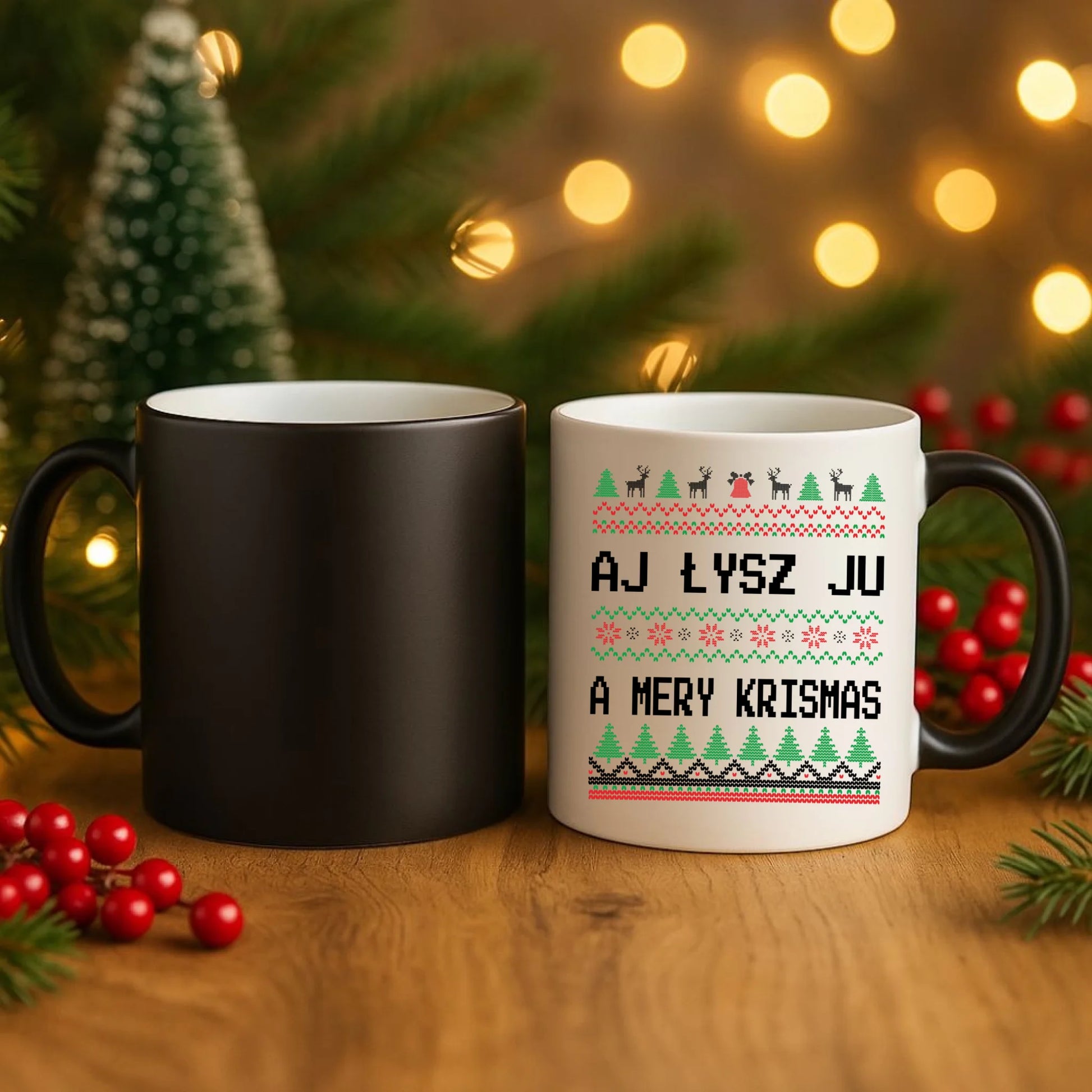 Kubek magiczny świąteczny - Aj łysz ju a mery krismas BN12 - StoryCups.pl