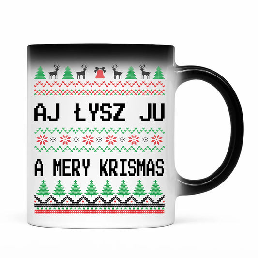 Kubek magiczny świąteczny - Aj łysz ju a mery krismas BN12 - StoryCups.pl