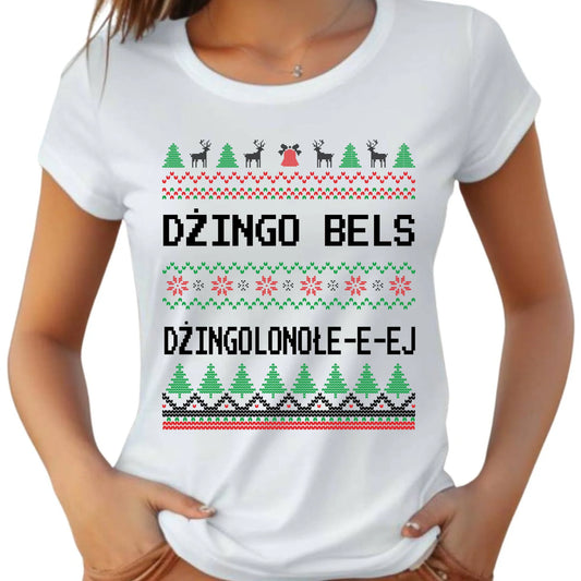 Koszulka damska świąteczna - prezent na Święta - Dżingo bels BN11 - StoryCups.pl