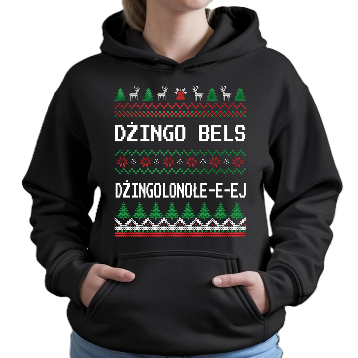 Bluza damska z kapturem świąteczna - prezent na Święta - Dżingo bels BN11 - StoryCups.pl