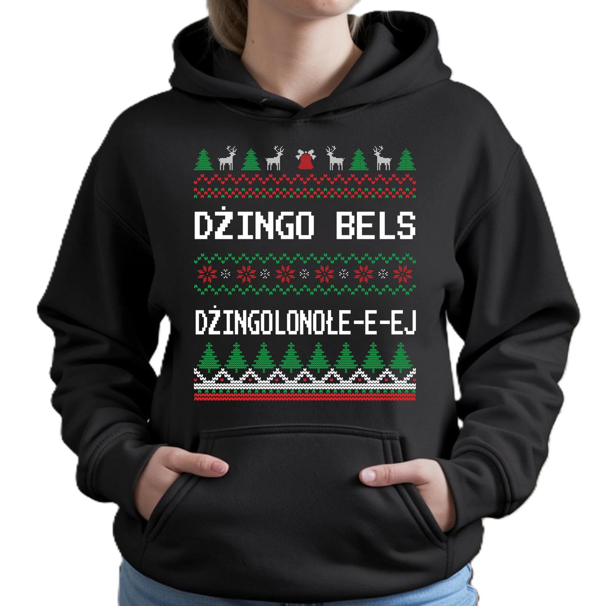Bluza damska z kapturem świąteczna - prezent na Święta - Dżingo bels BN11 - StoryCups.pl