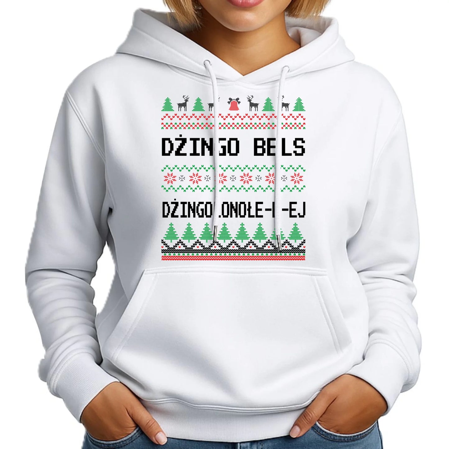 Bluza damska z kapturem świąteczna - prezent na Święta - Dżingo bels BN11 - StoryCups.pl
