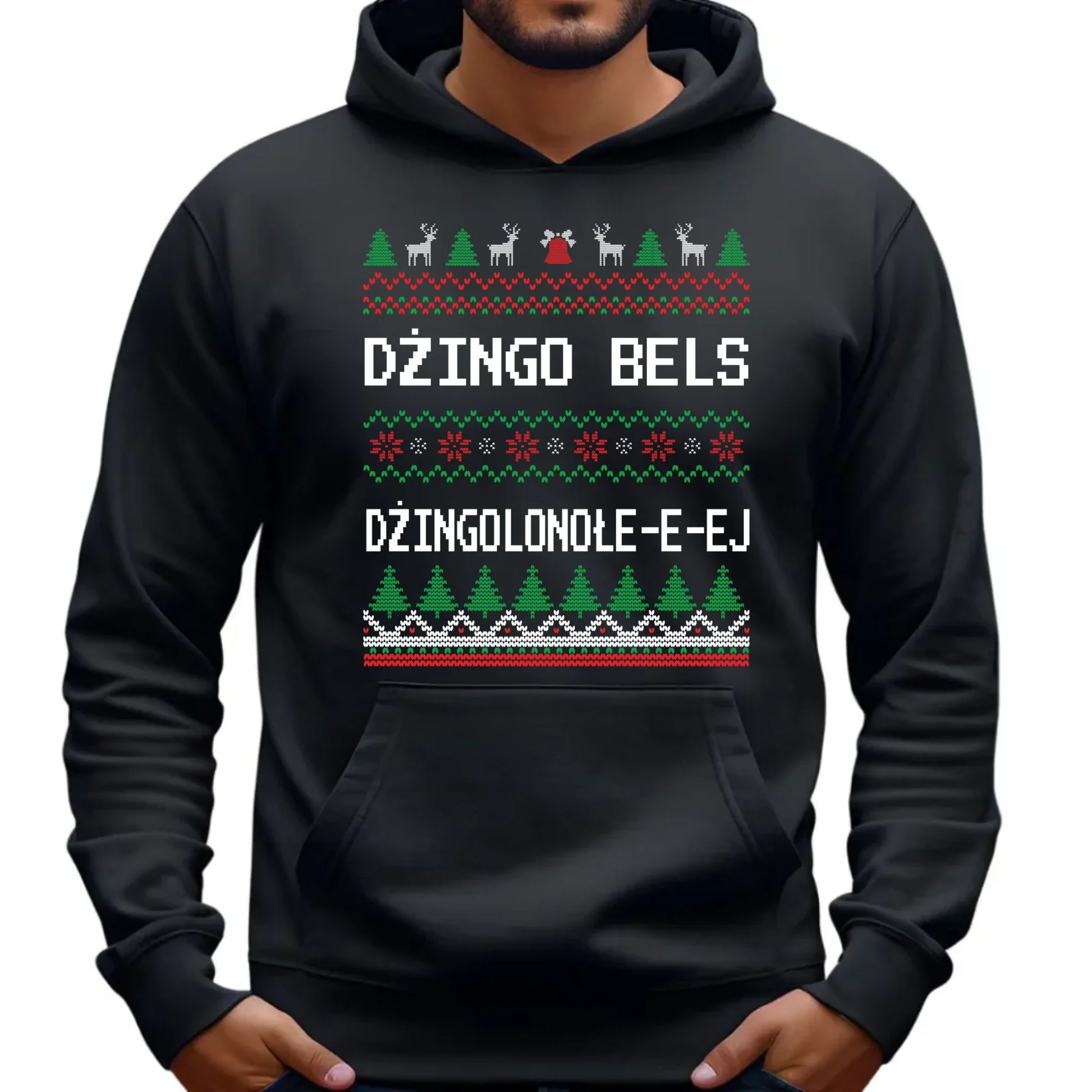 Bluza męska z kapturem świąteczna - prezent na Święta - Dżingo bels BN11 - StoryCups.pl