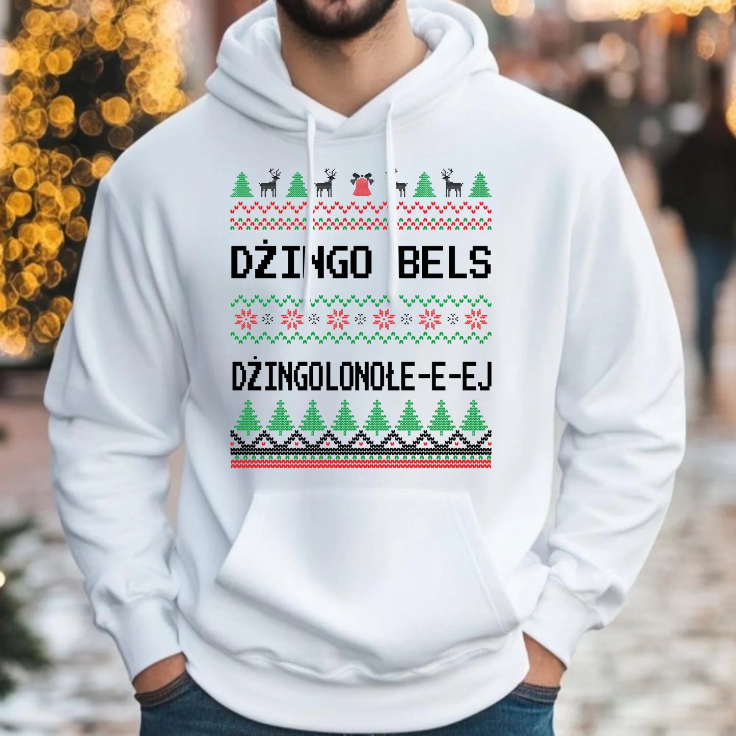 Bluza męska z kapturem świąteczna - prezent na Święta - Dżingo bels BN11 - StoryCups.pl