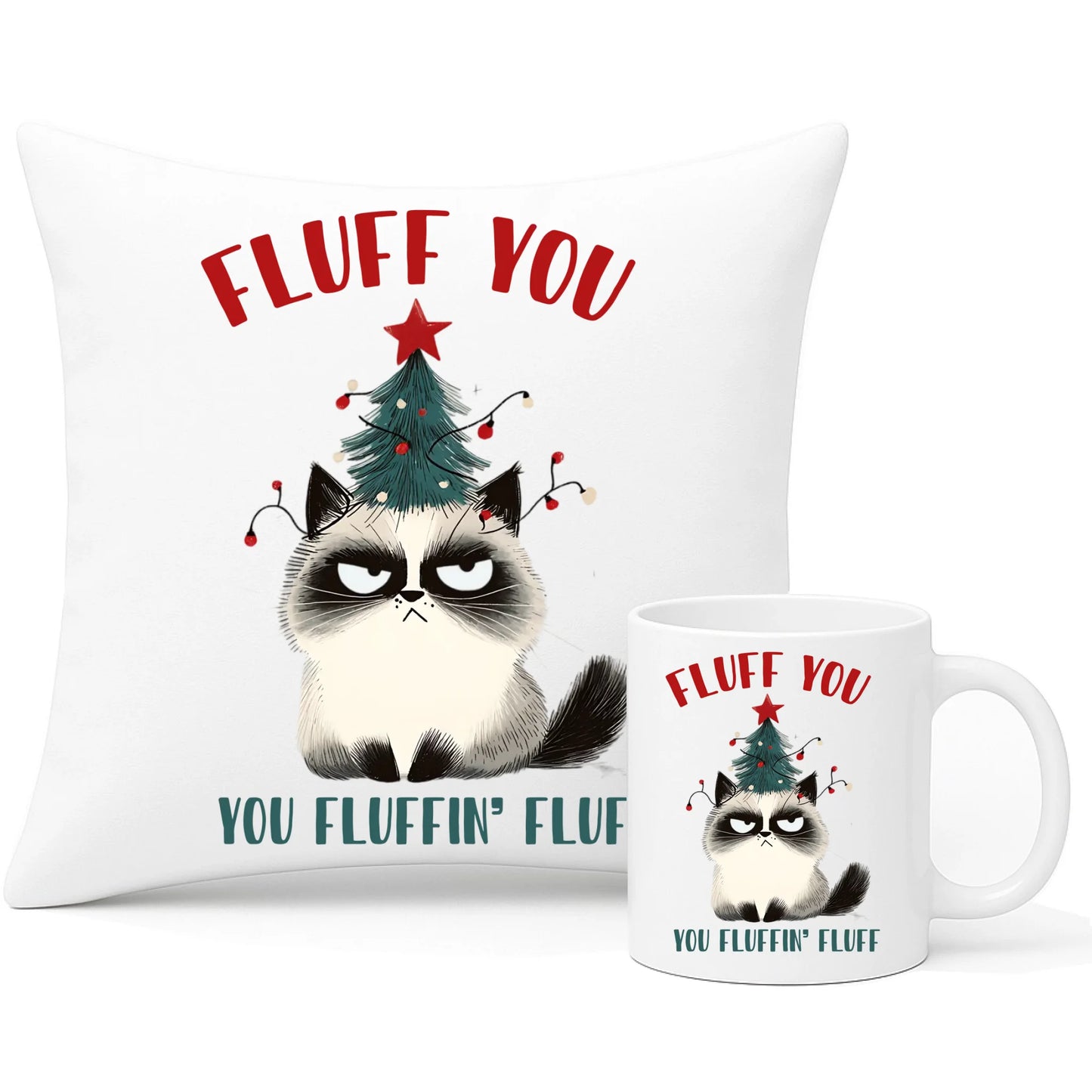Zestaw poduszka i kubek świąteczny - Fluff You BN10 - StoryCups.pl