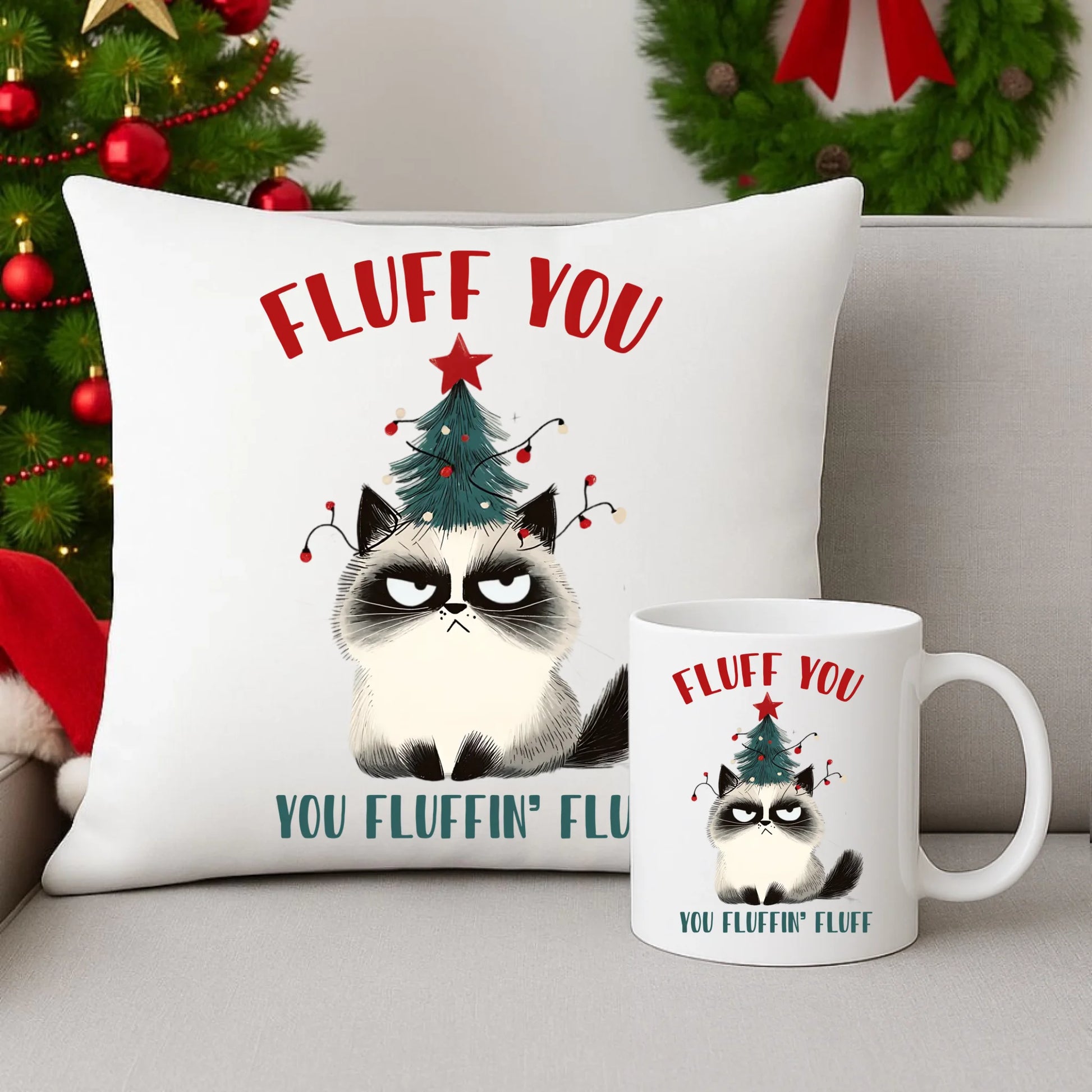 Zestaw poduszka i kubek świąteczny - Fluff You BN10 - StoryCups.pl