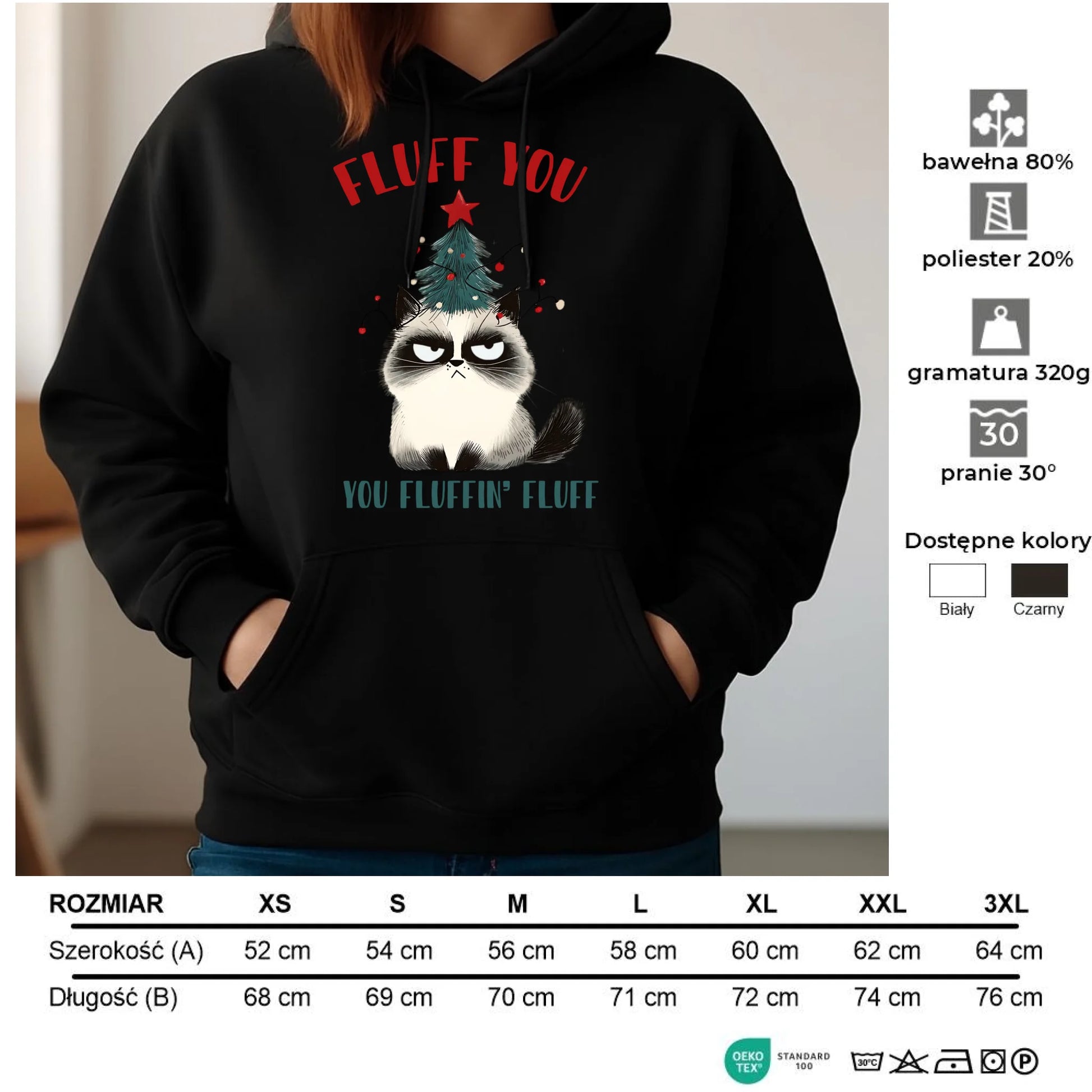 Bluza damska z kapturem świąteczna - Fluff You BN10 - StoryCups.pl