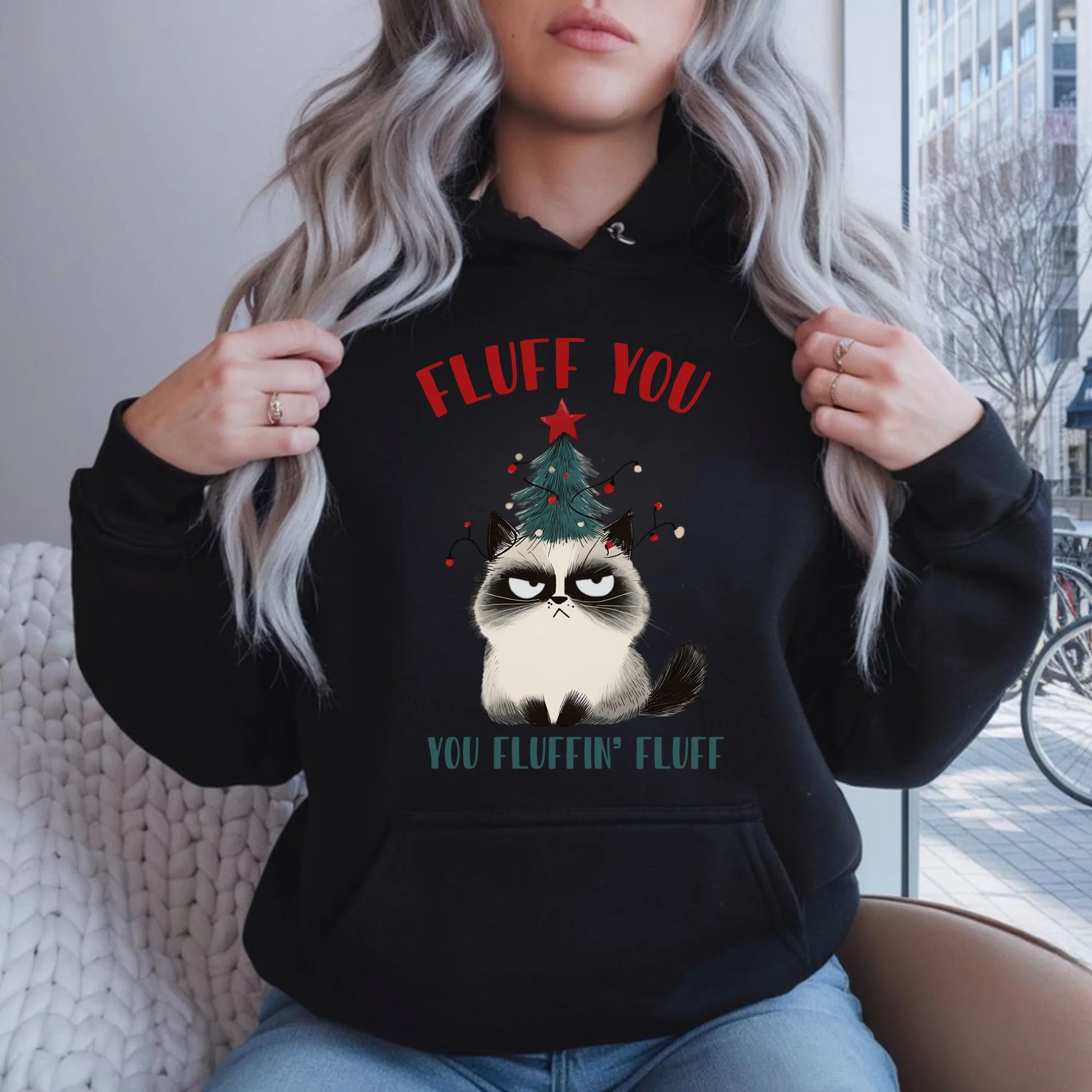 Bluza damska z kapturem świąteczna - Fluff You BN10 - StoryCups.pl