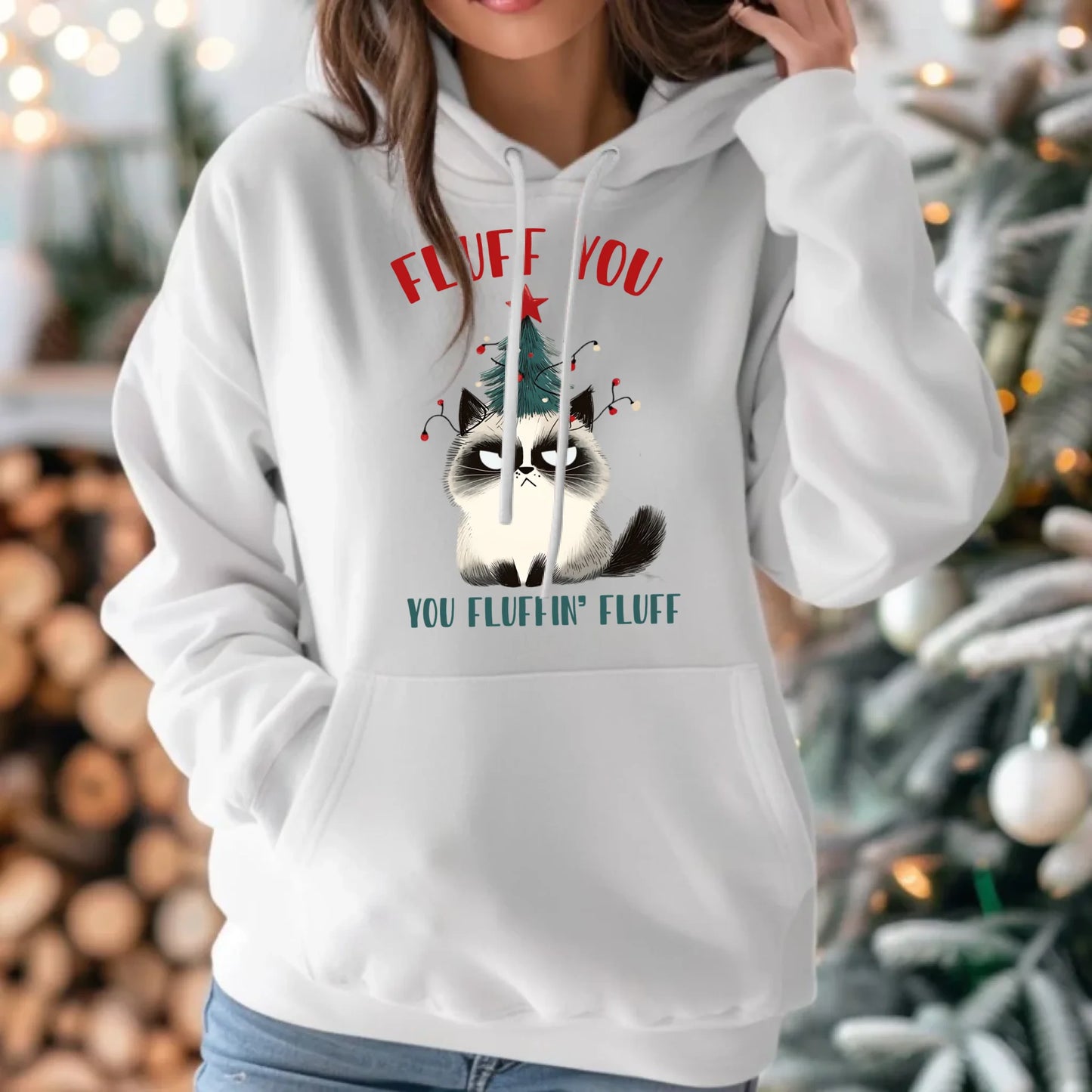 Bluza damska z kapturem świąteczna - Fluff You BN10 - StoryCups.pl