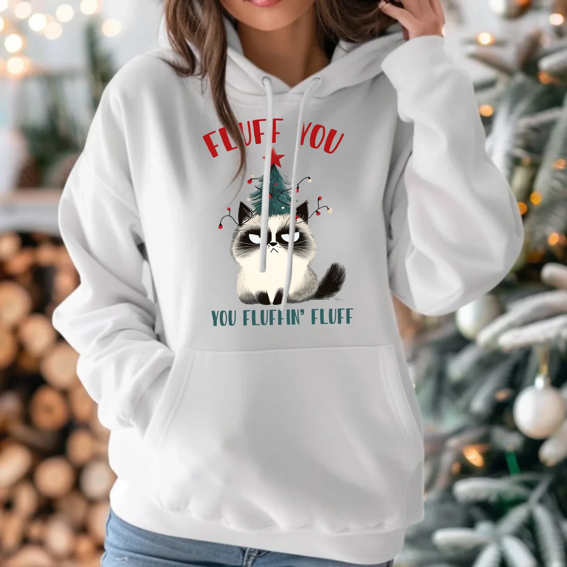 Bluza damska z kapturem świąteczna - Fluff You BN10 - StoryCups.pl