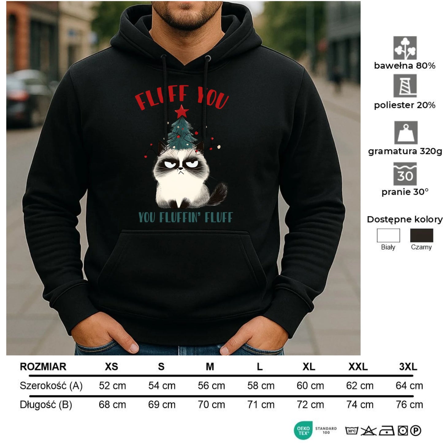 Bluza męska z kapturem świąteczna - Fluff You BN10 - StoryCups.pl
