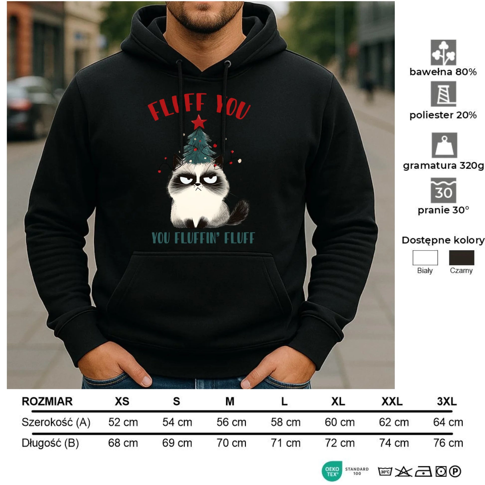 Bluza męska z kapturem świąteczna - Fluff You BN10 - StoryCups.pl