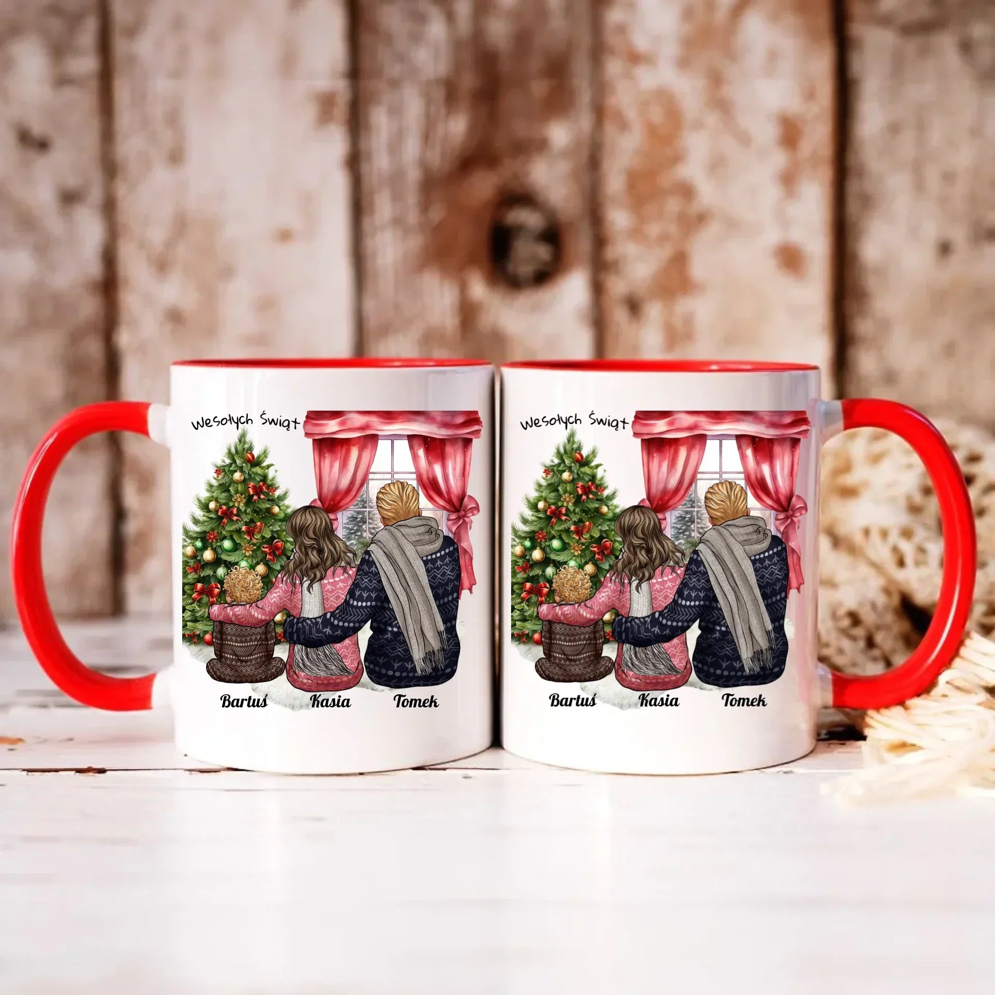 Świąteczna rodzina | Personalizowany kubek świąteczny z rodziną R01 - StoryCups.pl