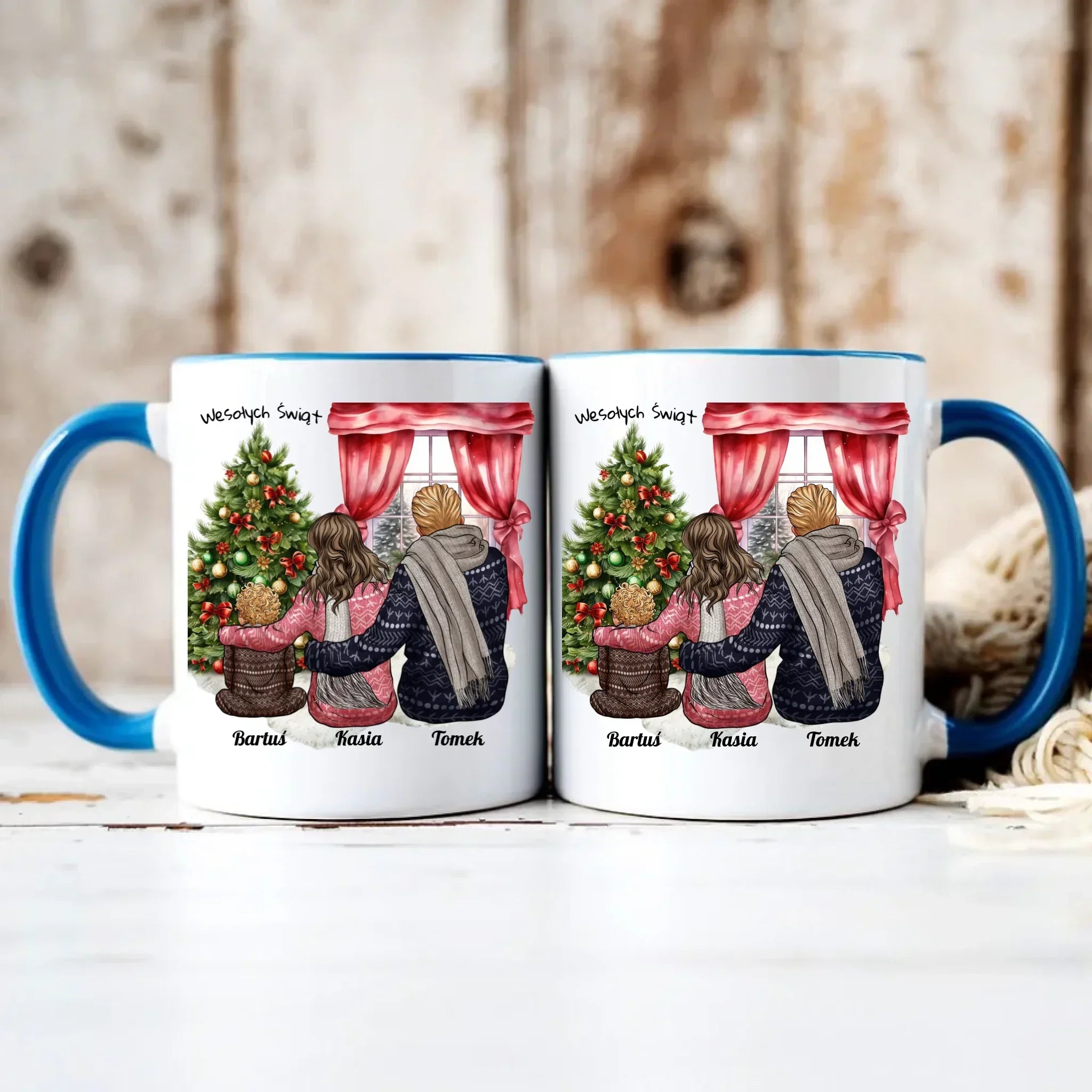 Świąteczna rodzina | Personalizowany kubek świąteczny z rodziną R01 - StoryCups.pl