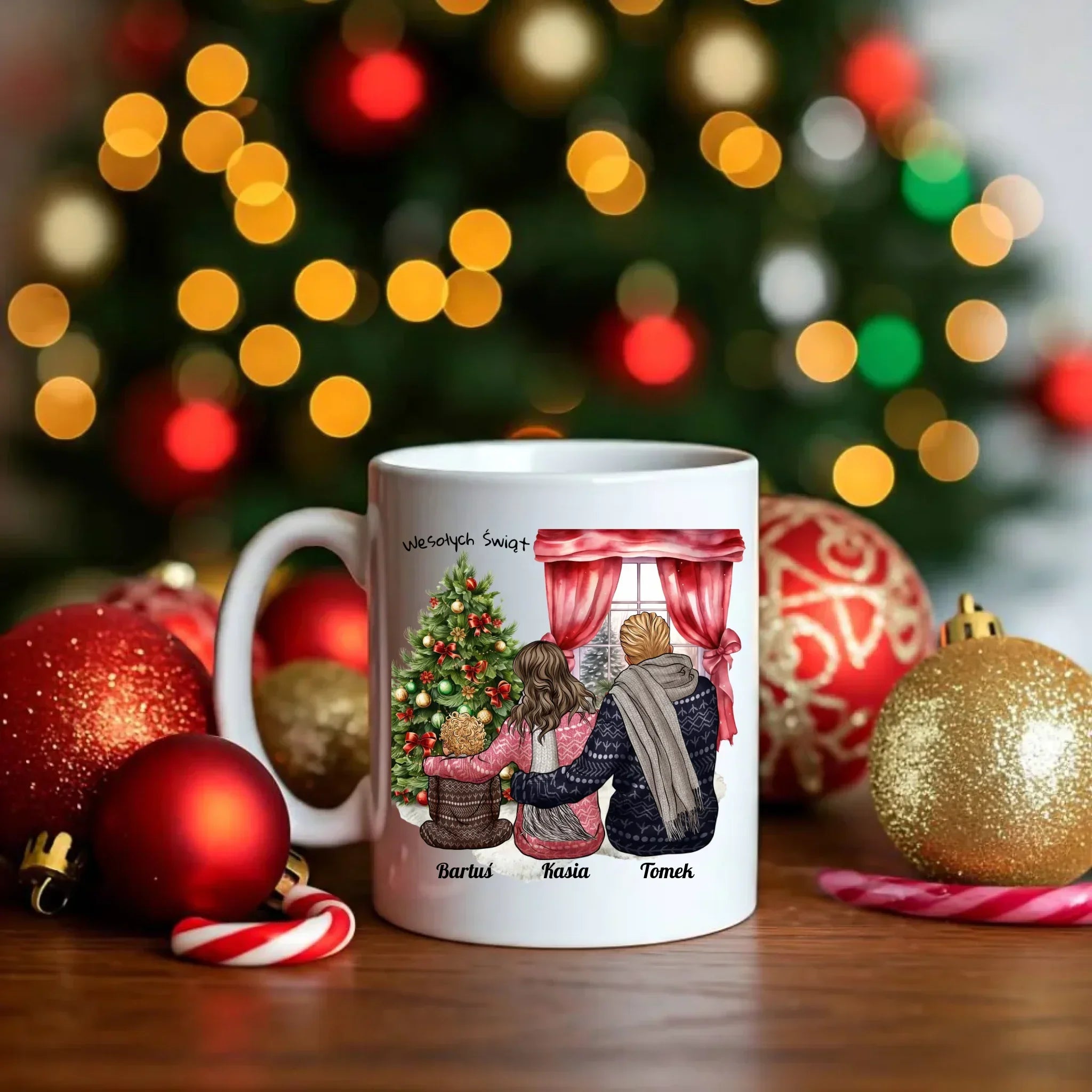 Świąteczna rodzina | Personalizowany kubek świąteczny z rodziną R01 - StoryCups.pl