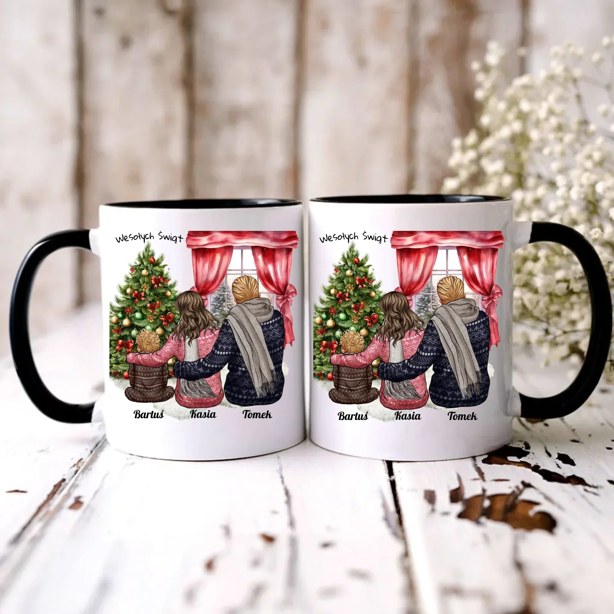 Świąteczna rodzina | Personalizowany kubek świąteczny z rodziną R01 - StoryCups.pl