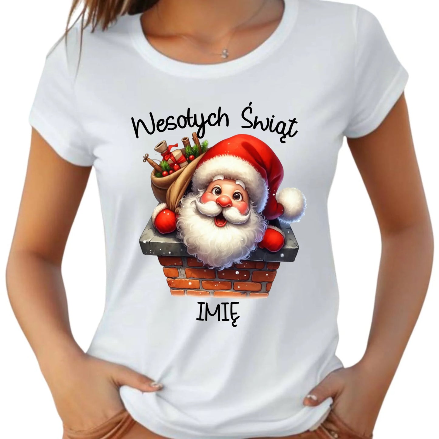 Koszulka damska świąteczna - prezent na Mikołajki Mikołaj - personalizowana BN08 - StoryCups.pl
