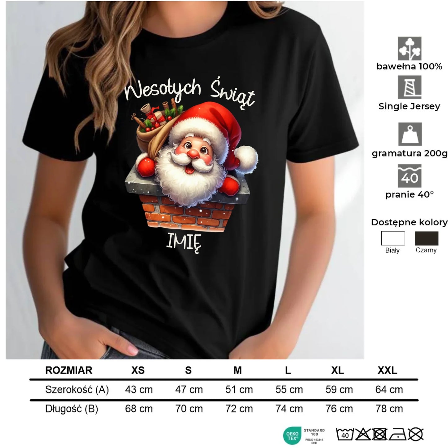 Koszulka damska świąteczna - prezent na Mikołajki Mikołaj - personalizowana BN08 - StoryCups.pl