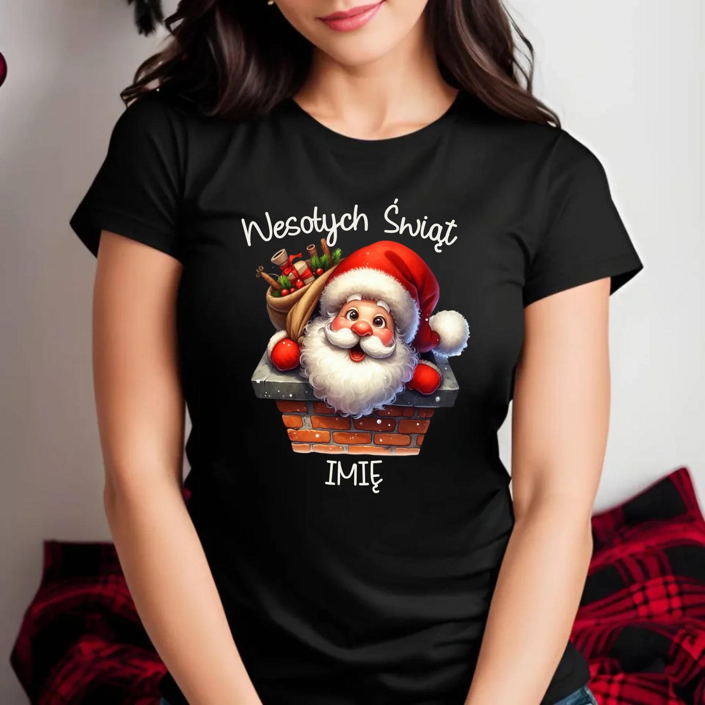 Koszulka damska świąteczna - prezent na Mikołajki Mikołaj - personalizowana BN08 - StoryCups.pl