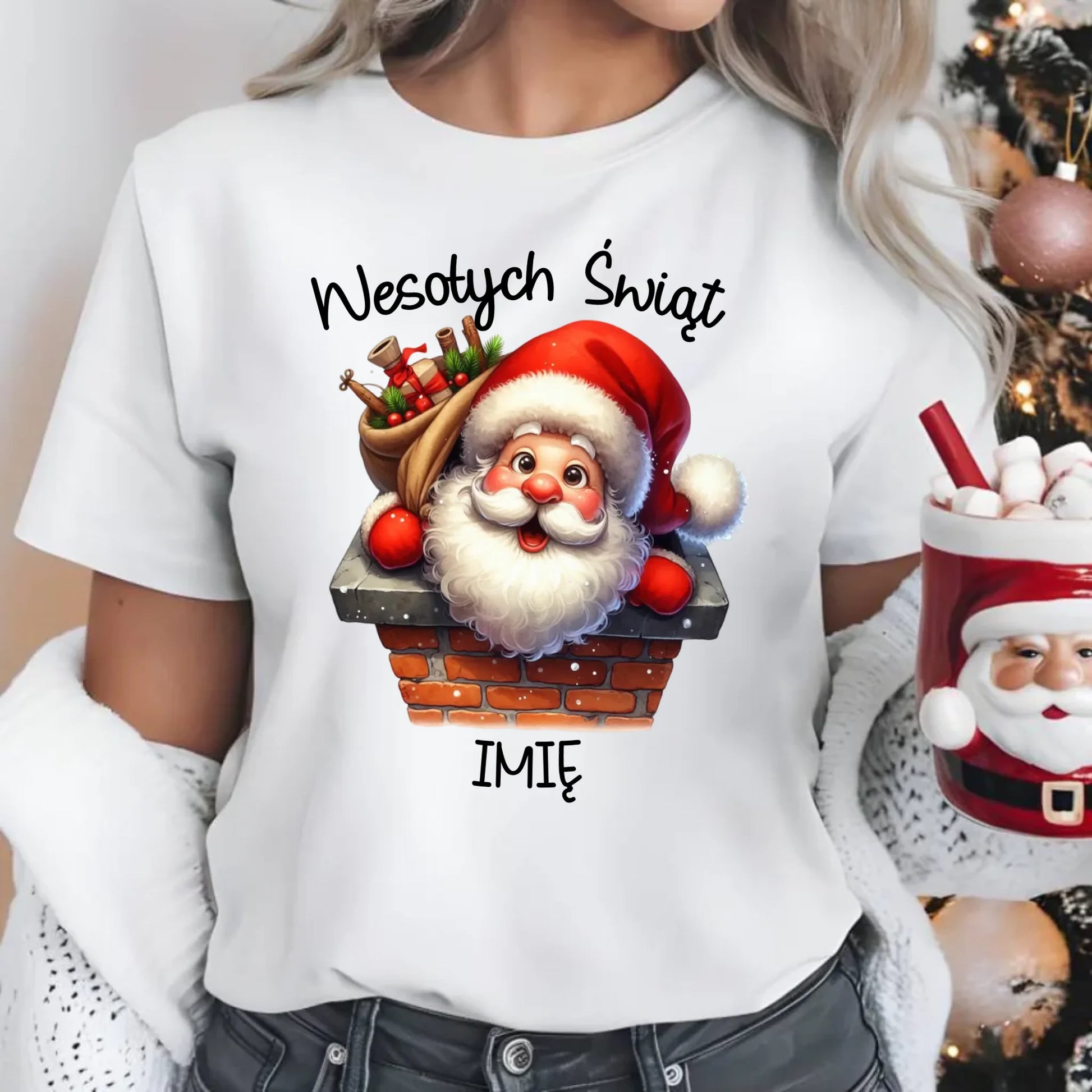 Koszulka damska świąteczna - prezent na Mikołajki Mikołaj - personalizowana BN08 - StoryCups.pl