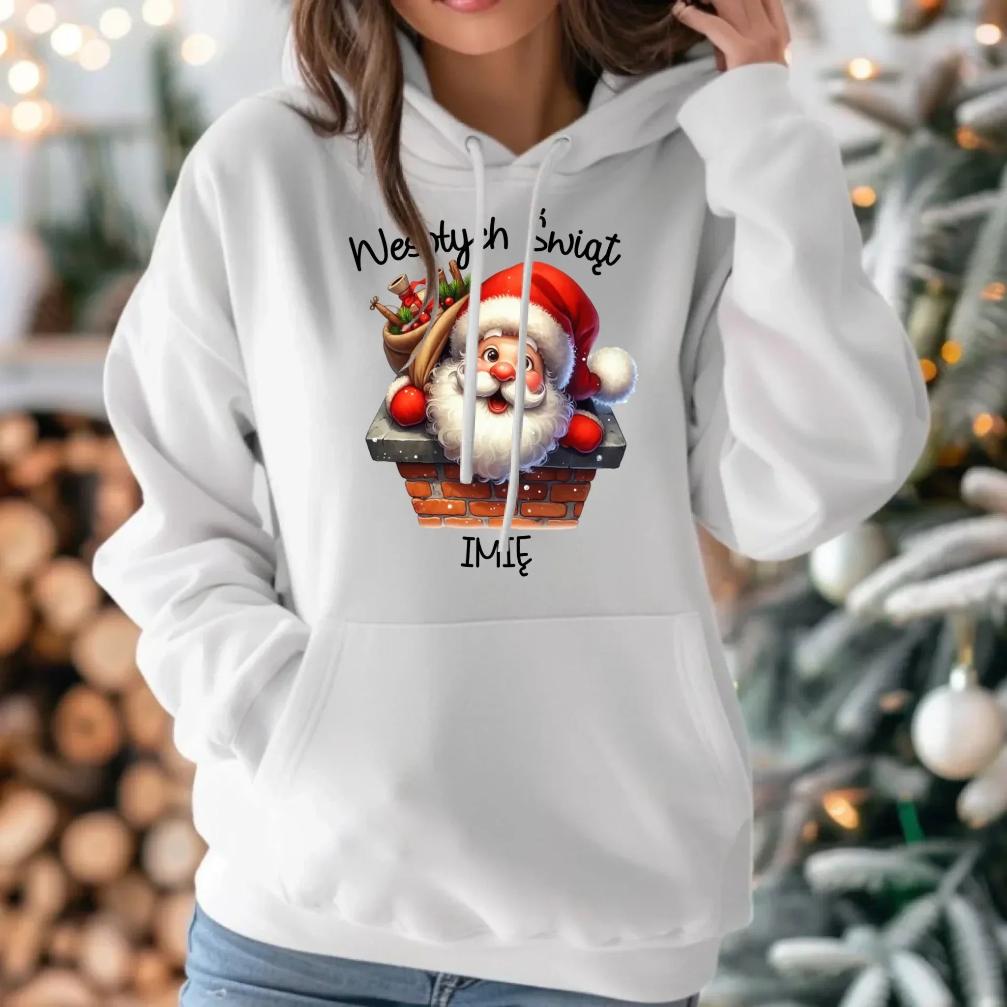 Bluza damska z kapturem świąteczna - prezent na Mikołajki Mikołaj - personalizowana BN08 - StoryCups.pl