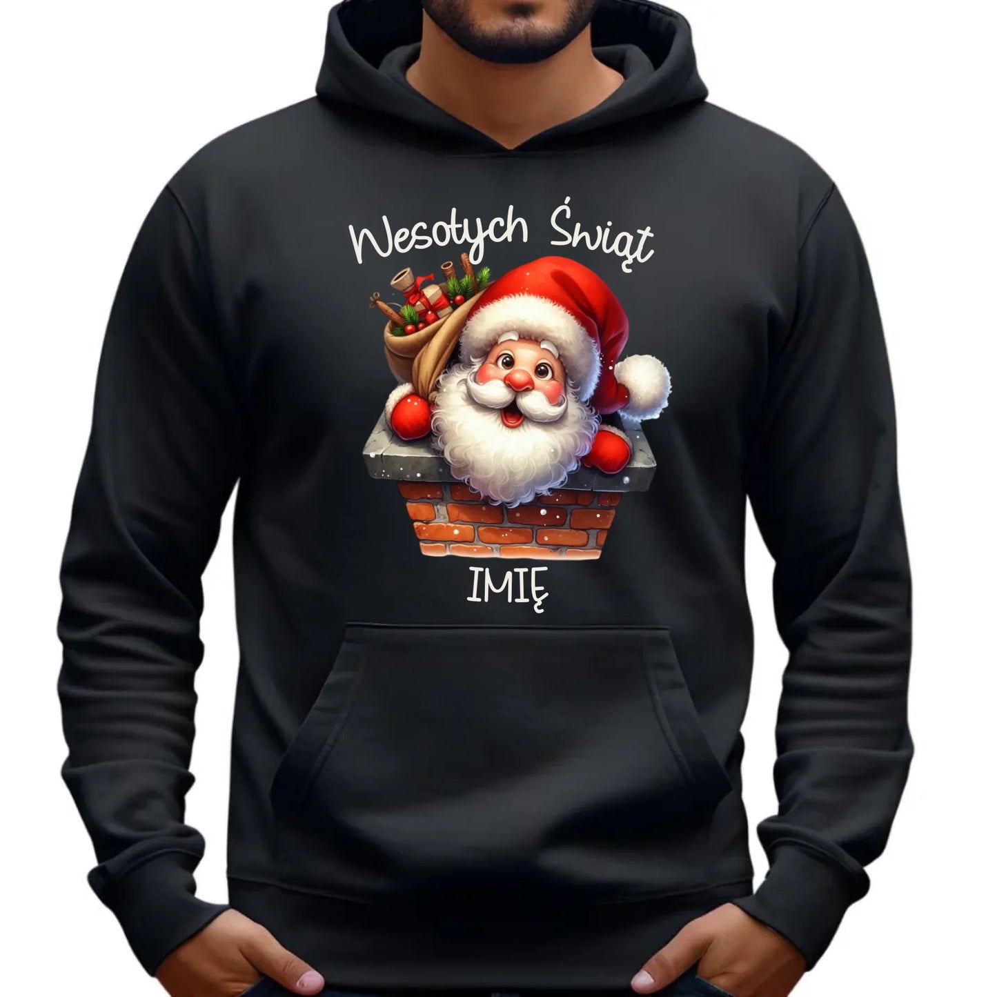 Bluza męska z kapturem świąteczna - prezent na Mikołajki Mikołaj - personalizowana BN08 - StoryCups.pl